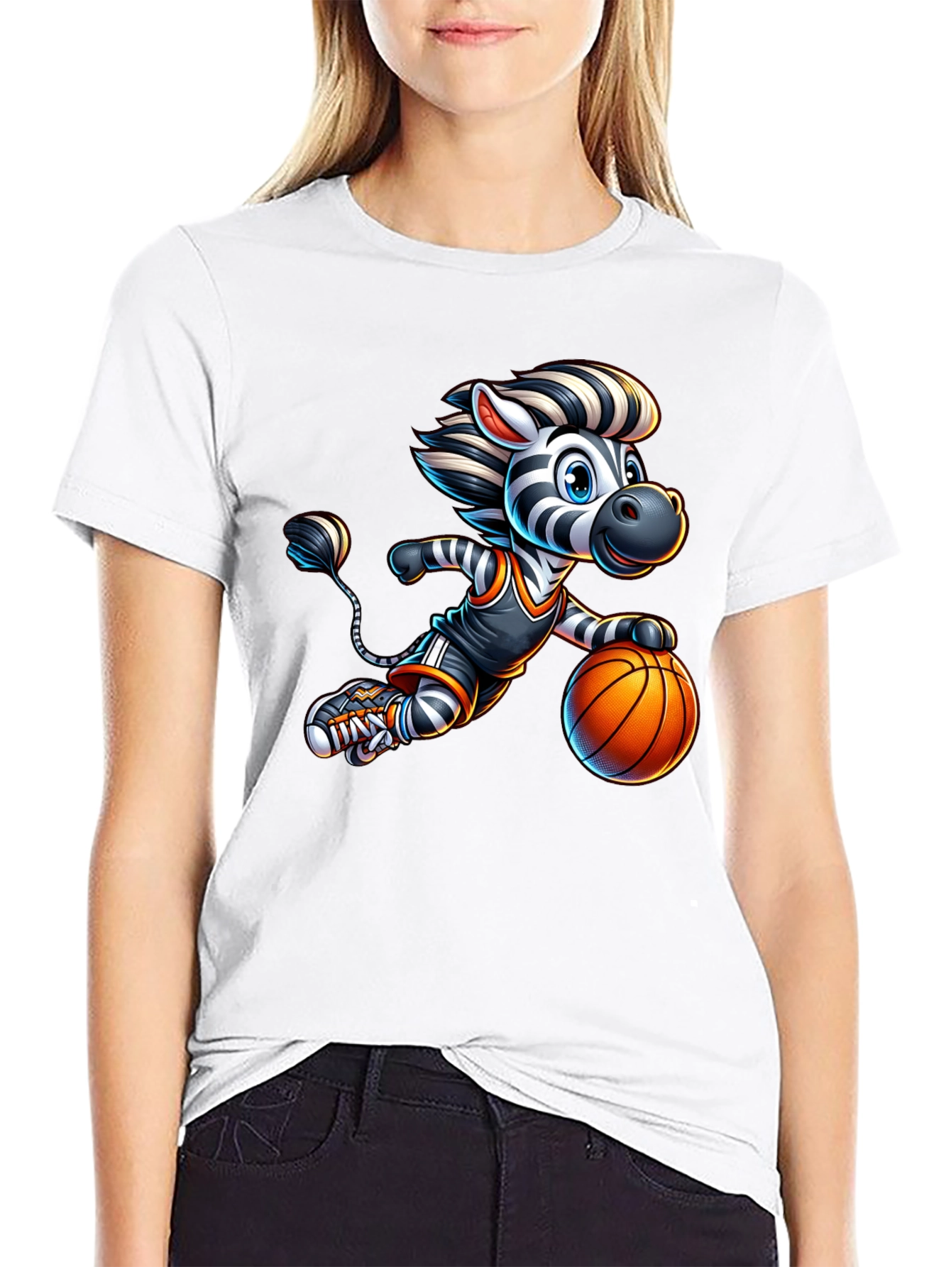 Zebra Basketball Player Graphic T-Shirt