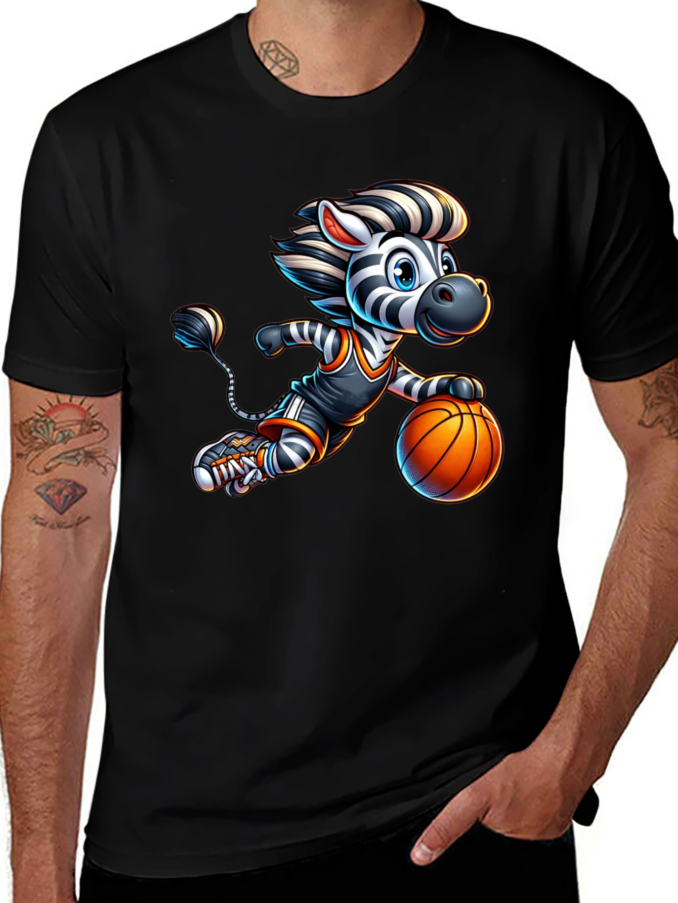 Zebra Basketball Player Graphic T-Shirt