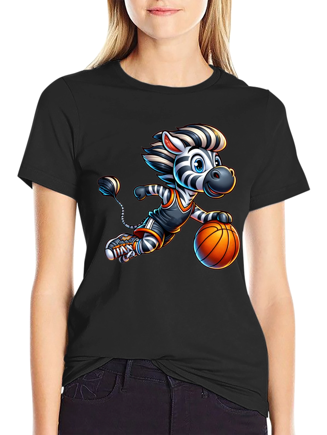 Zebra Basketball Player Graphic T-Shirt