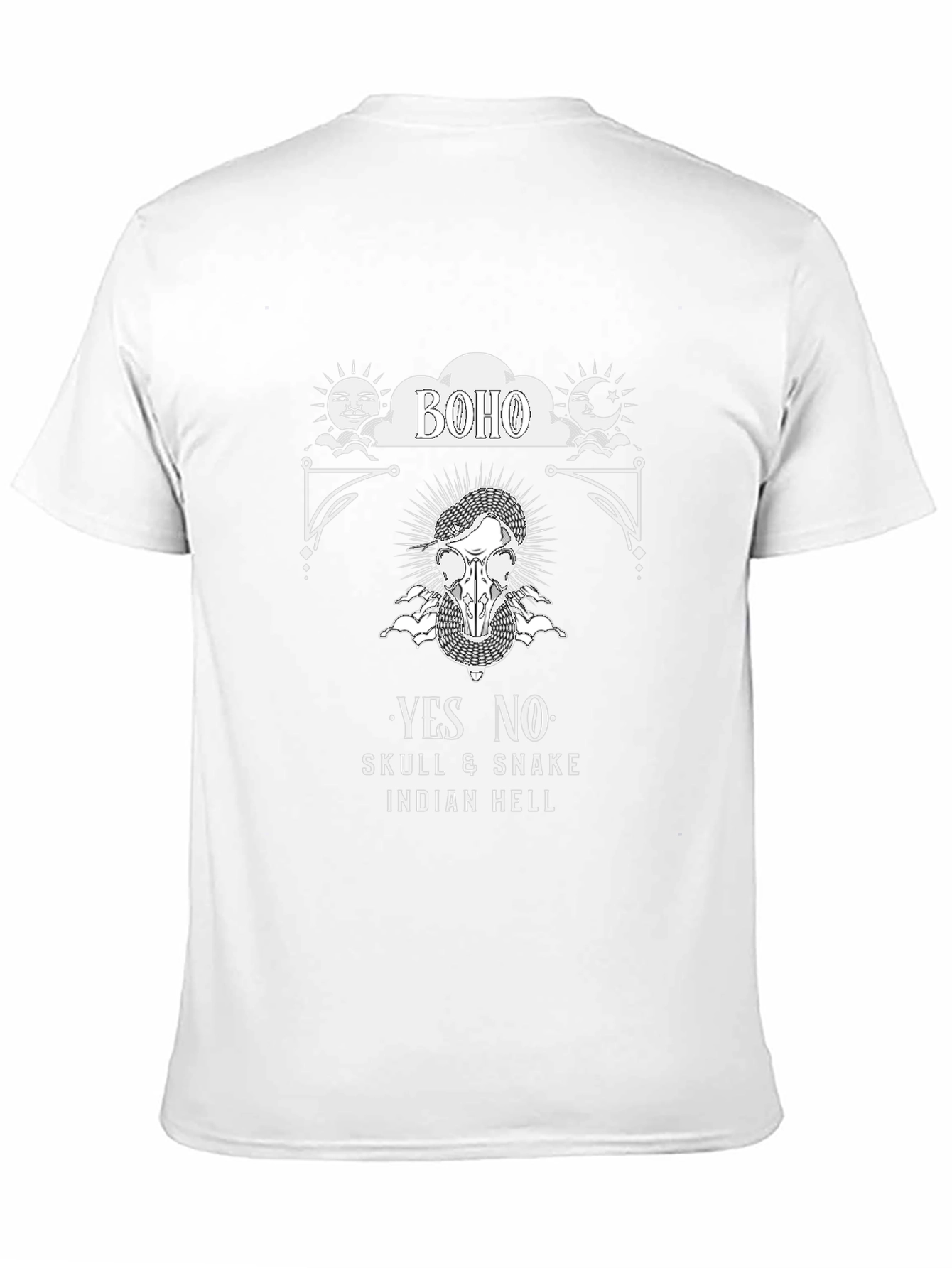 Boho Skull Snake Graphic Print Black T-Shirt