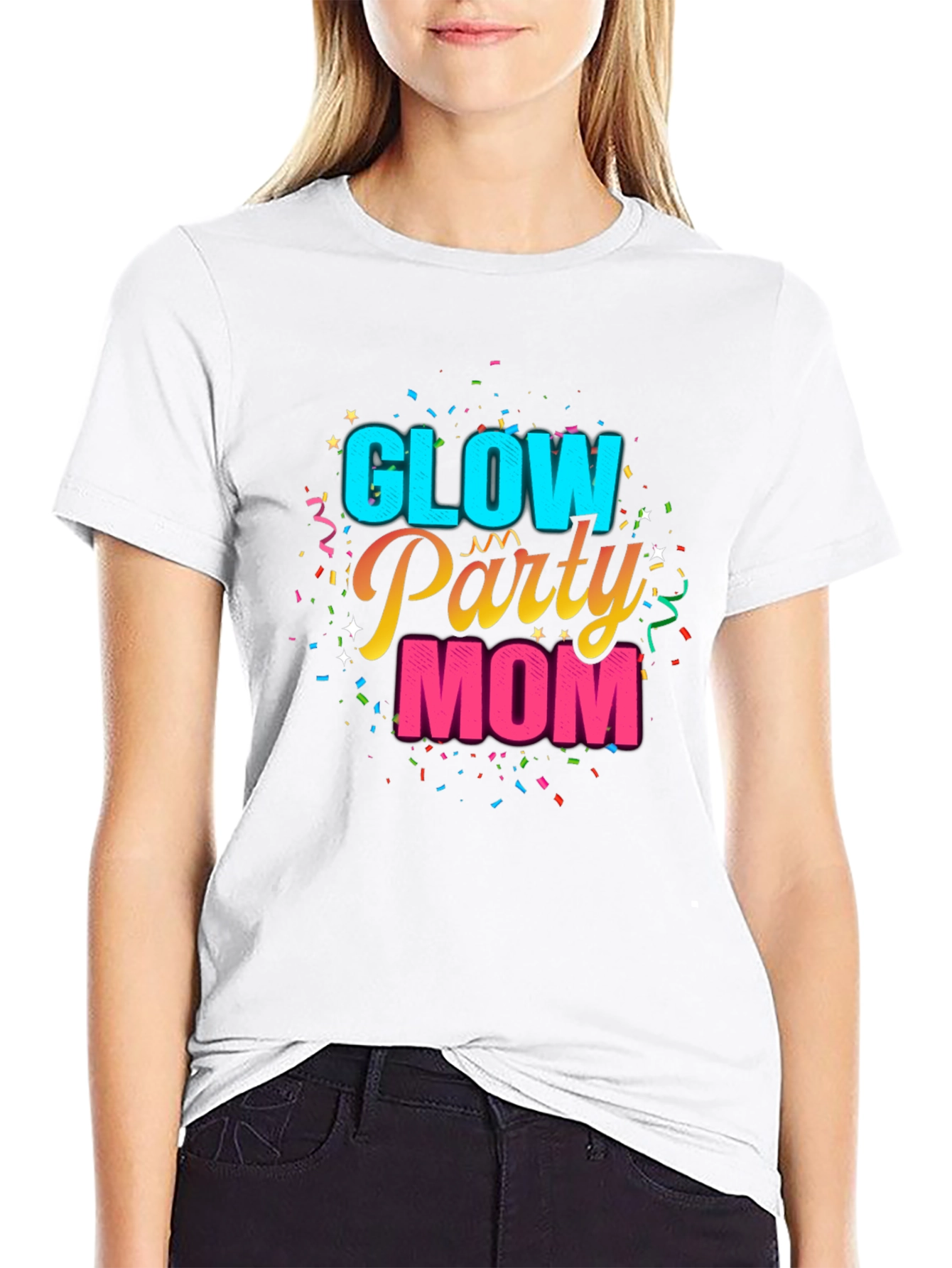 Glow Party Mom Graphic Tee - Black