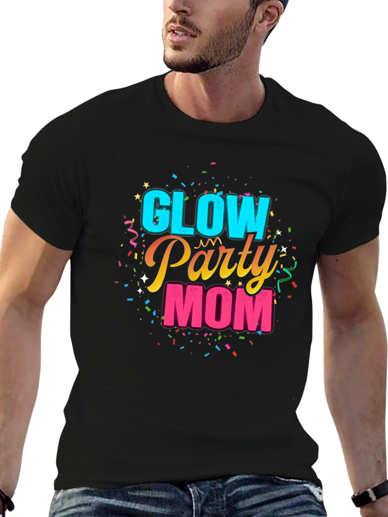 Glow Party Mom Graphic Tee - Black