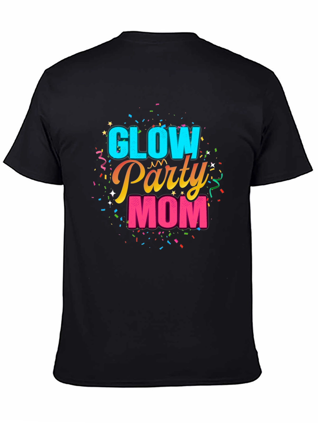 Glow Party Mom Graphic Tee - Black
