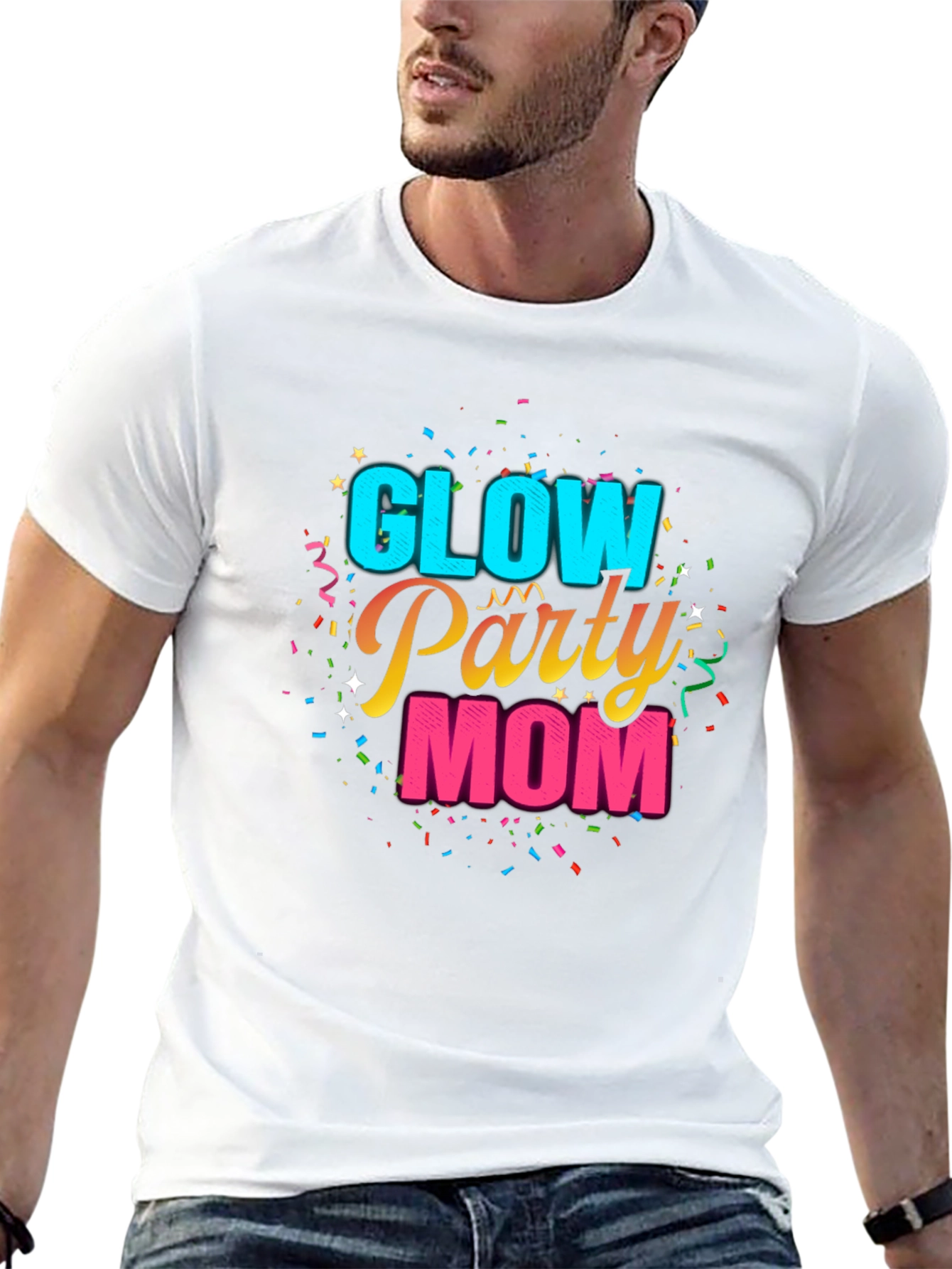 Glow Party Mom Graphic Tee - Black