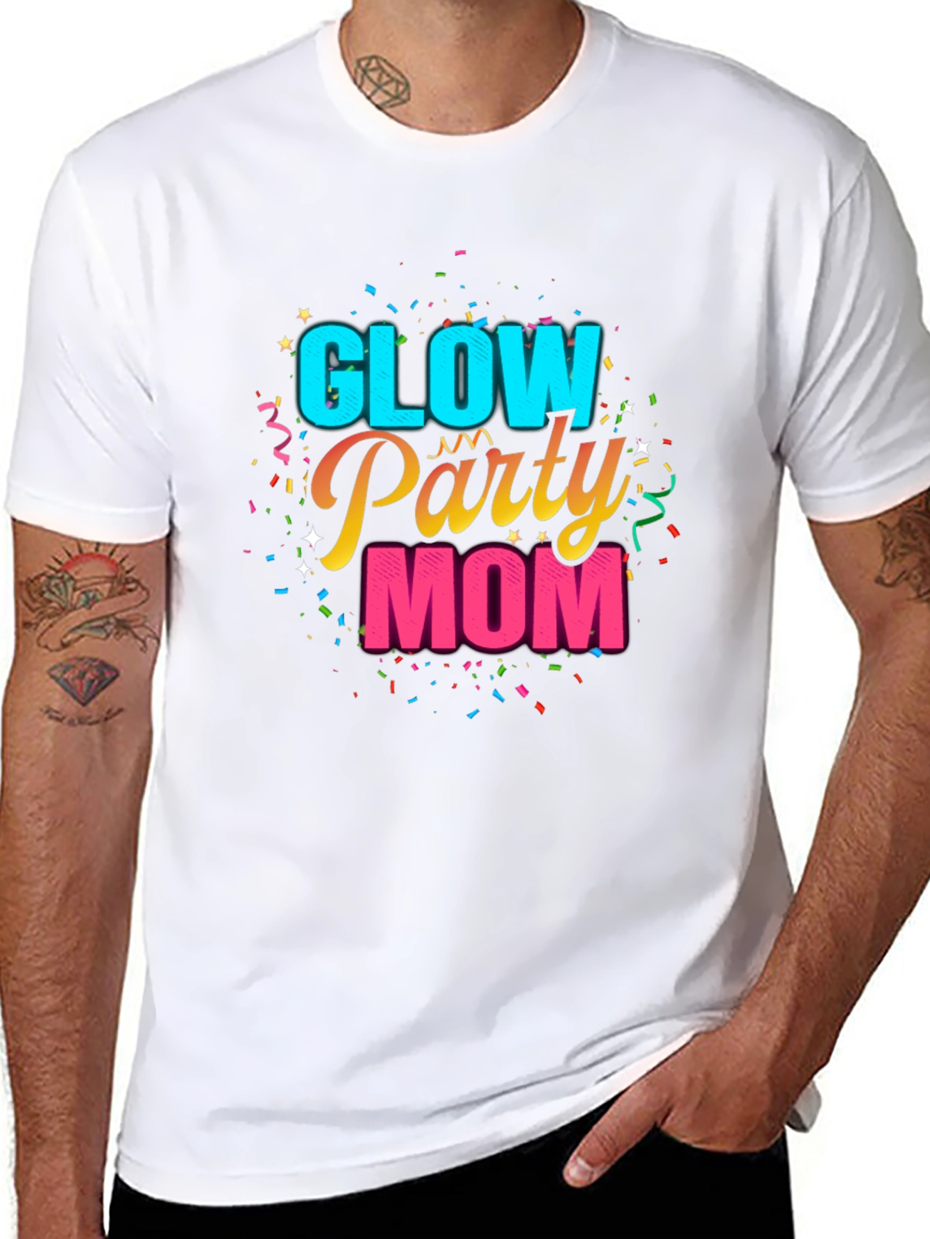Glow Party Mom Graphic Tee - Black