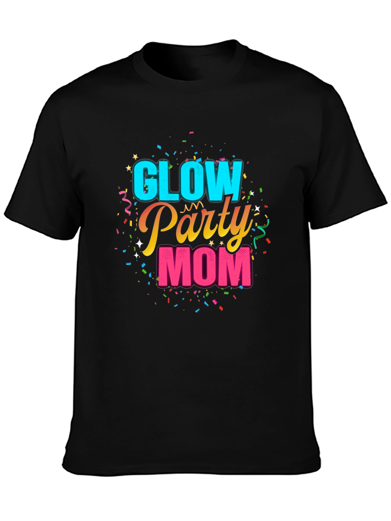 Glow Party Mom Graphic Tee - Black
