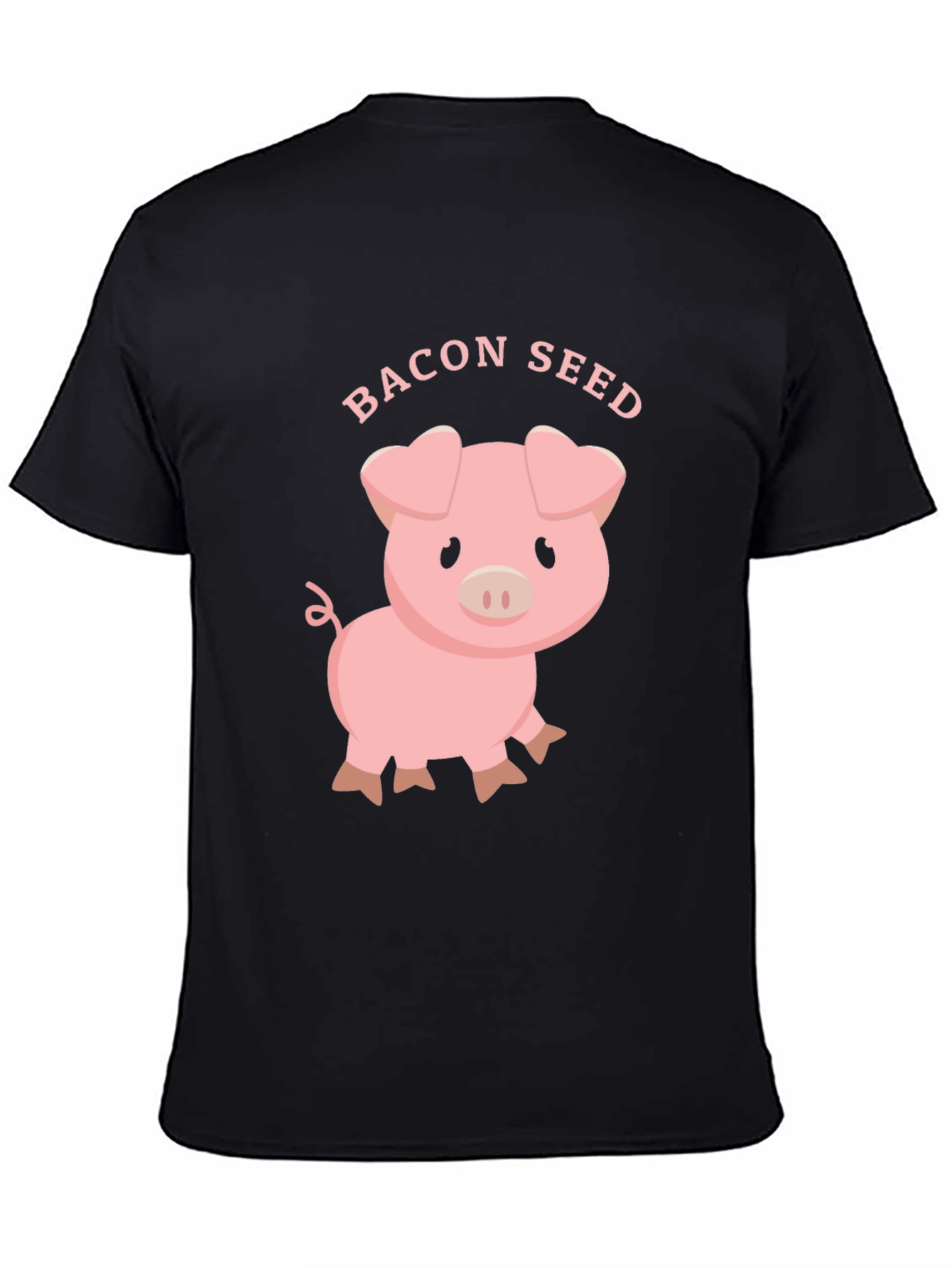 Bacon Seed Cute Pig Graphic Tee - Black