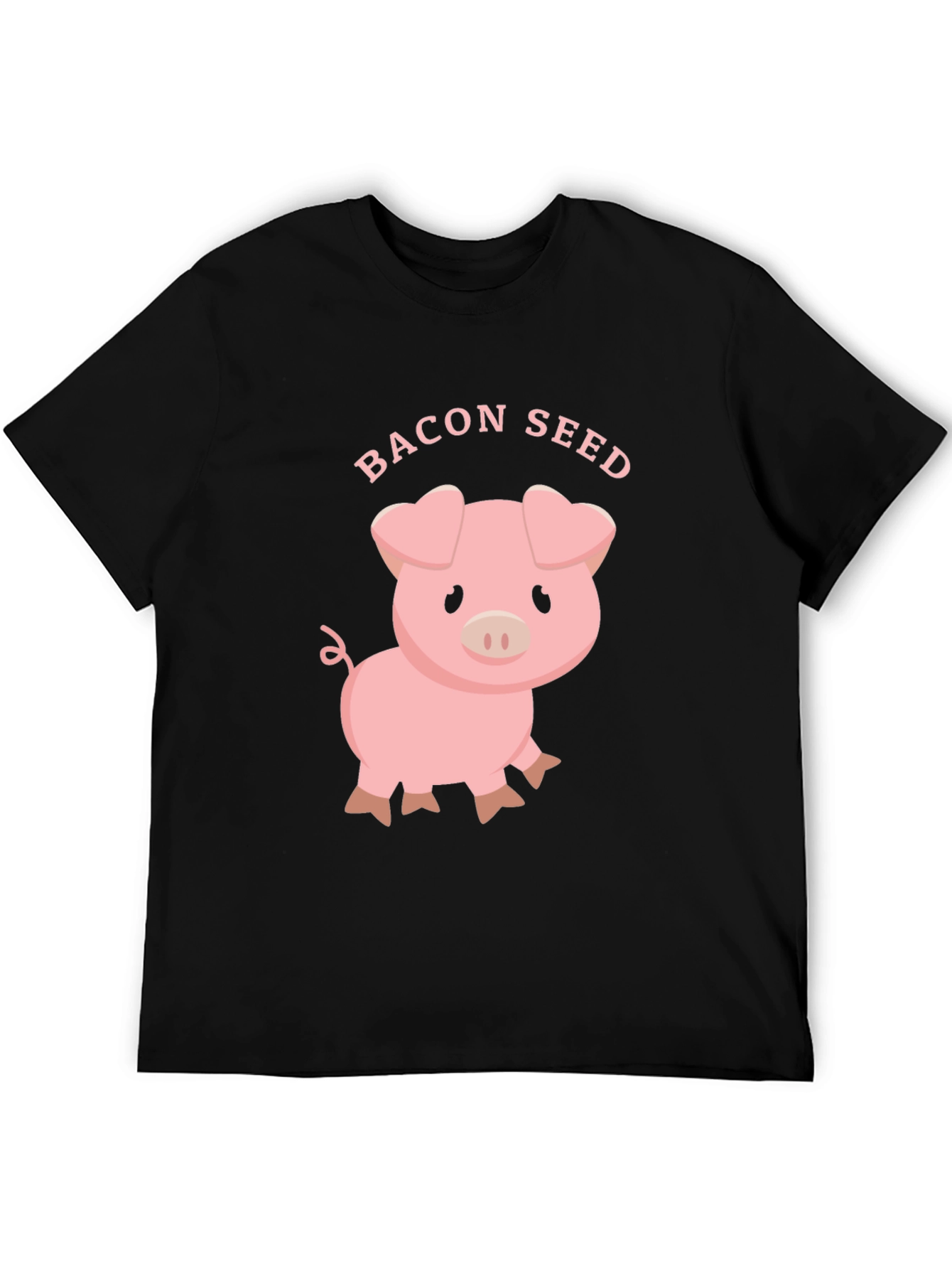 Bacon Seed Cute Pig Graphic Tee - Black