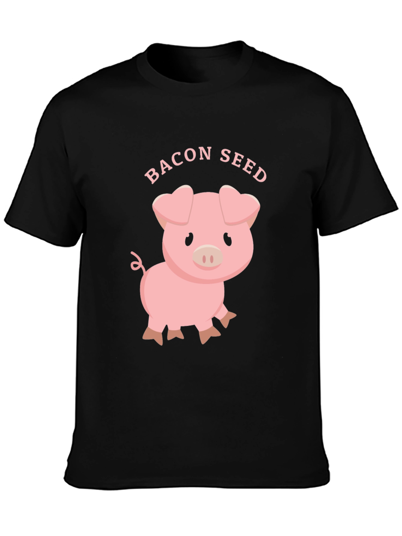 Bacon Seed Cute Pig Graphic Tee - Black