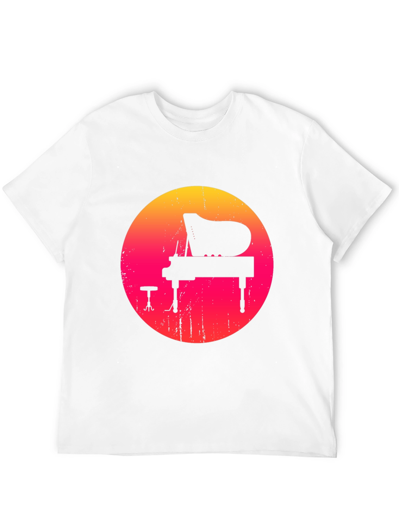 Retro Sunset Piano Graphic Tee - Black