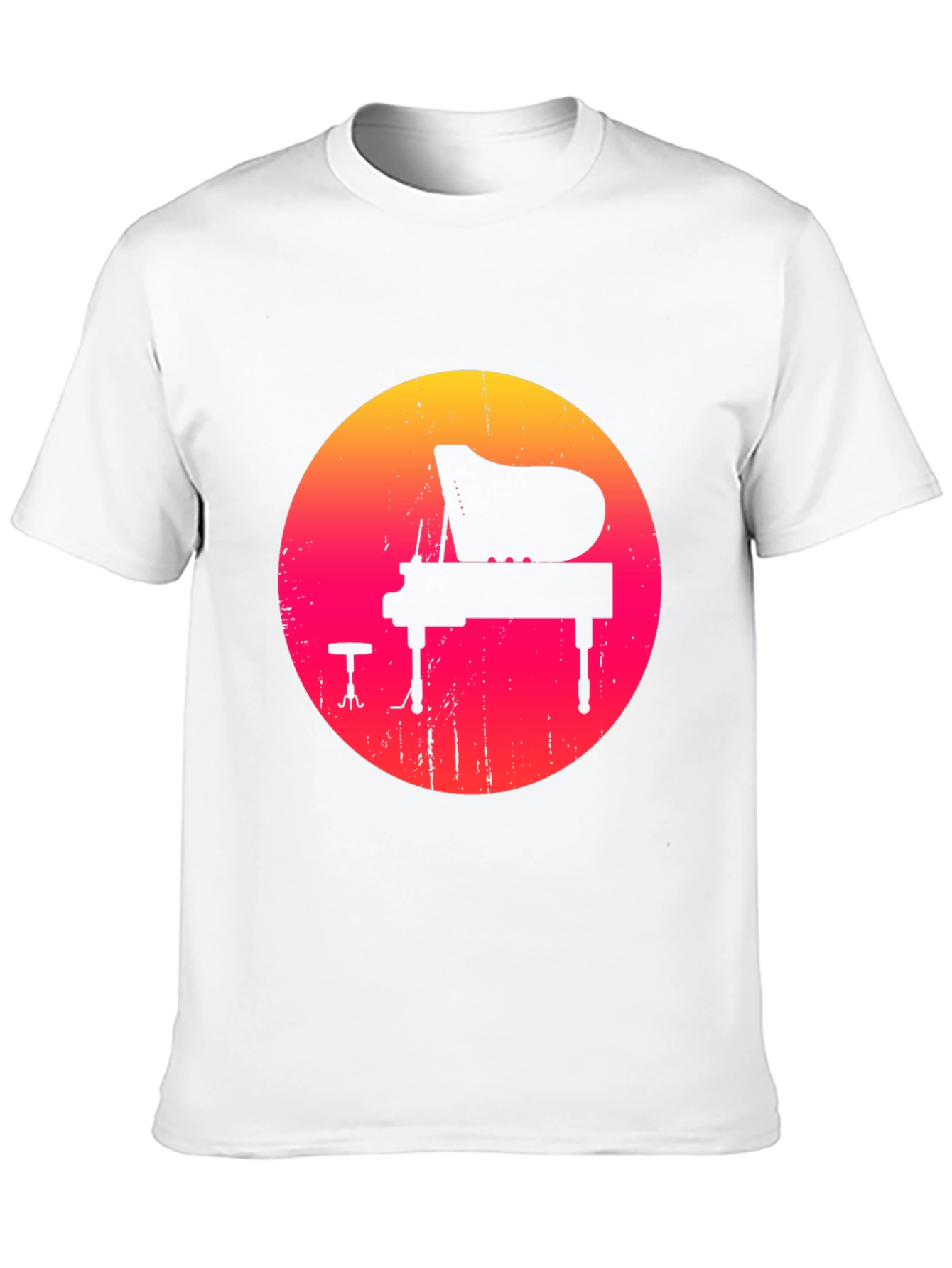 Retro Sunset Piano Graphic Tee - Black