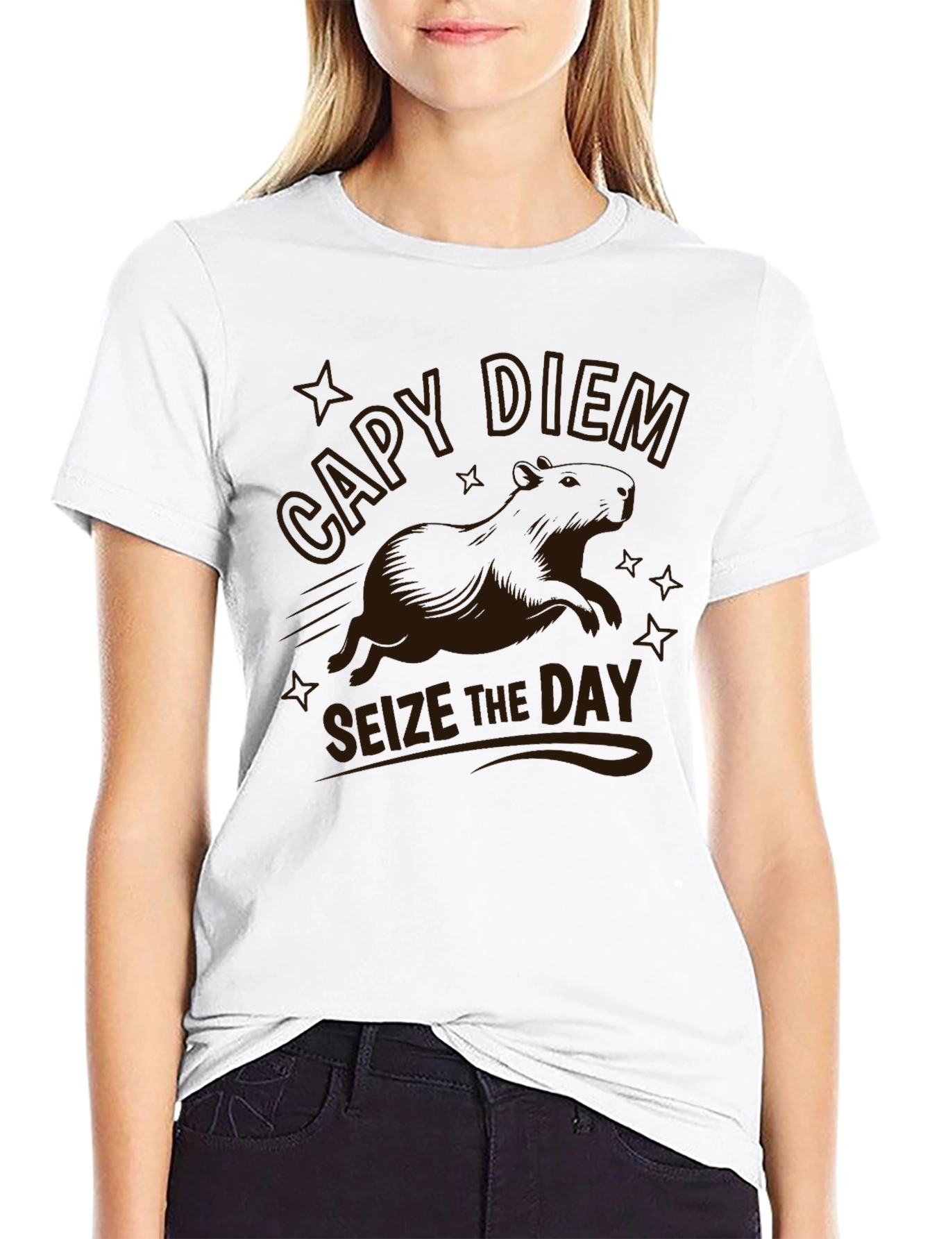 Capy Diem Seize The Day Graphic Tee - Black