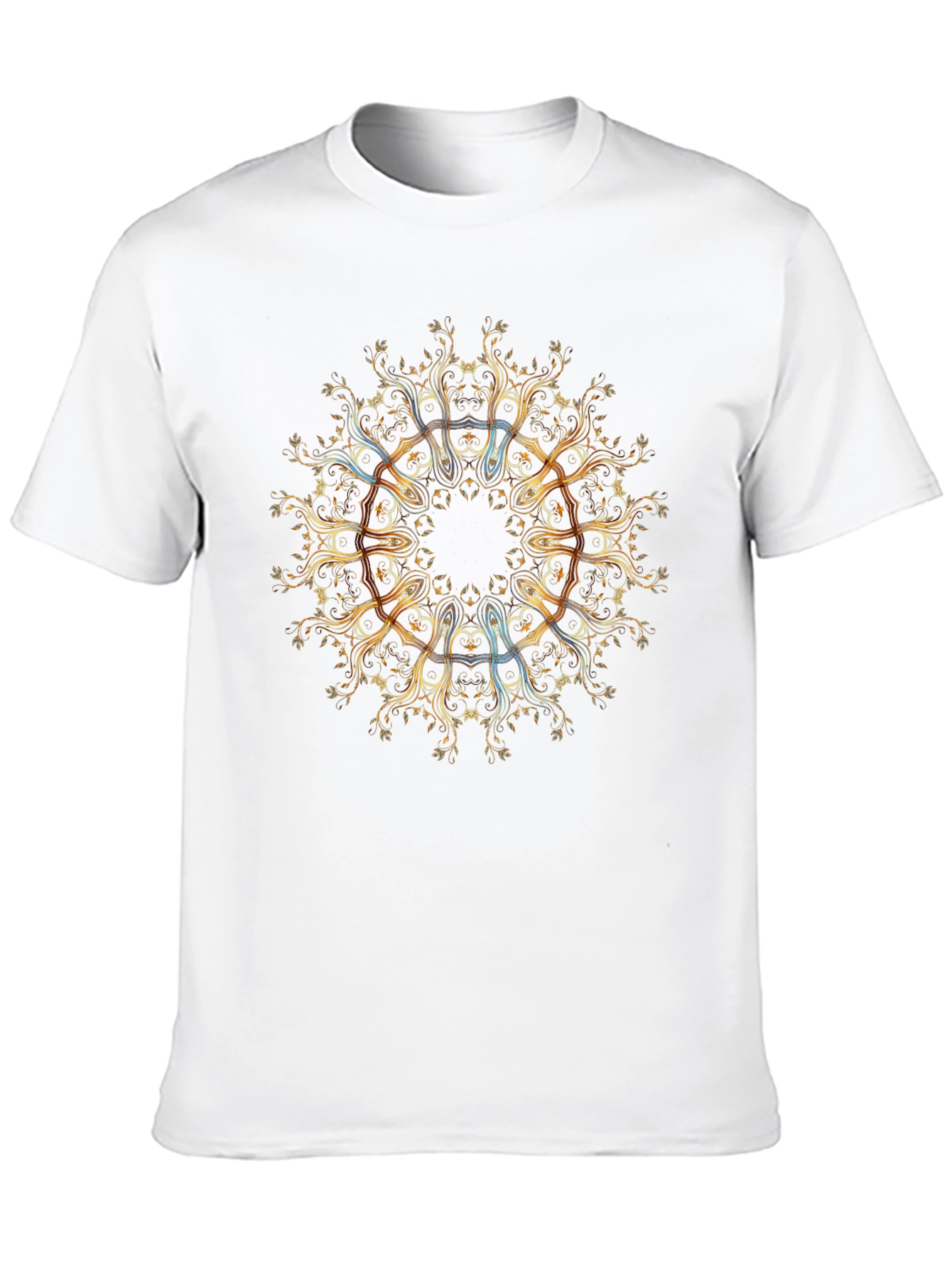Golden Mandala Tree of Life Black T-Shirt