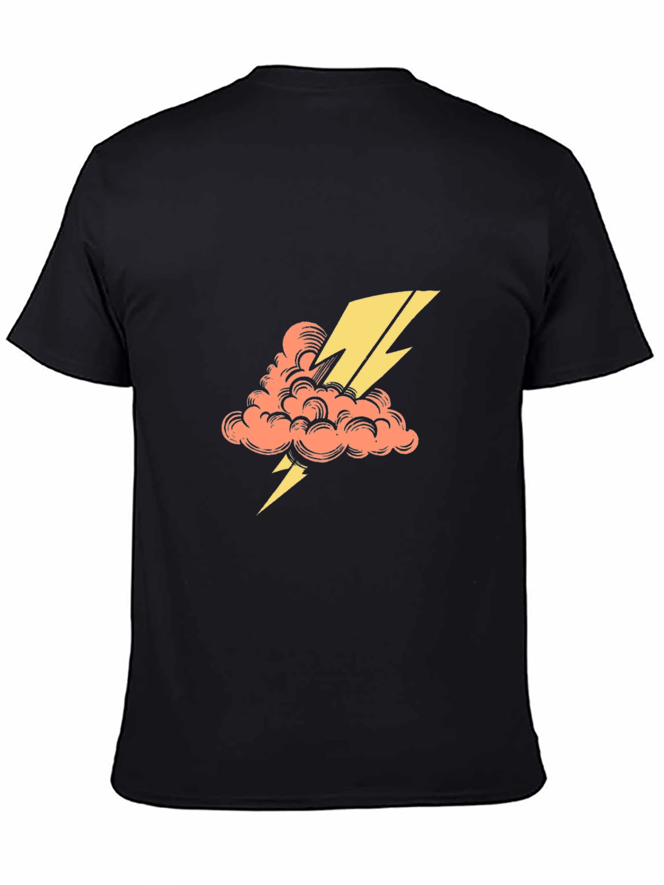 Black T-Shirt with Lightning Cloud Graphic