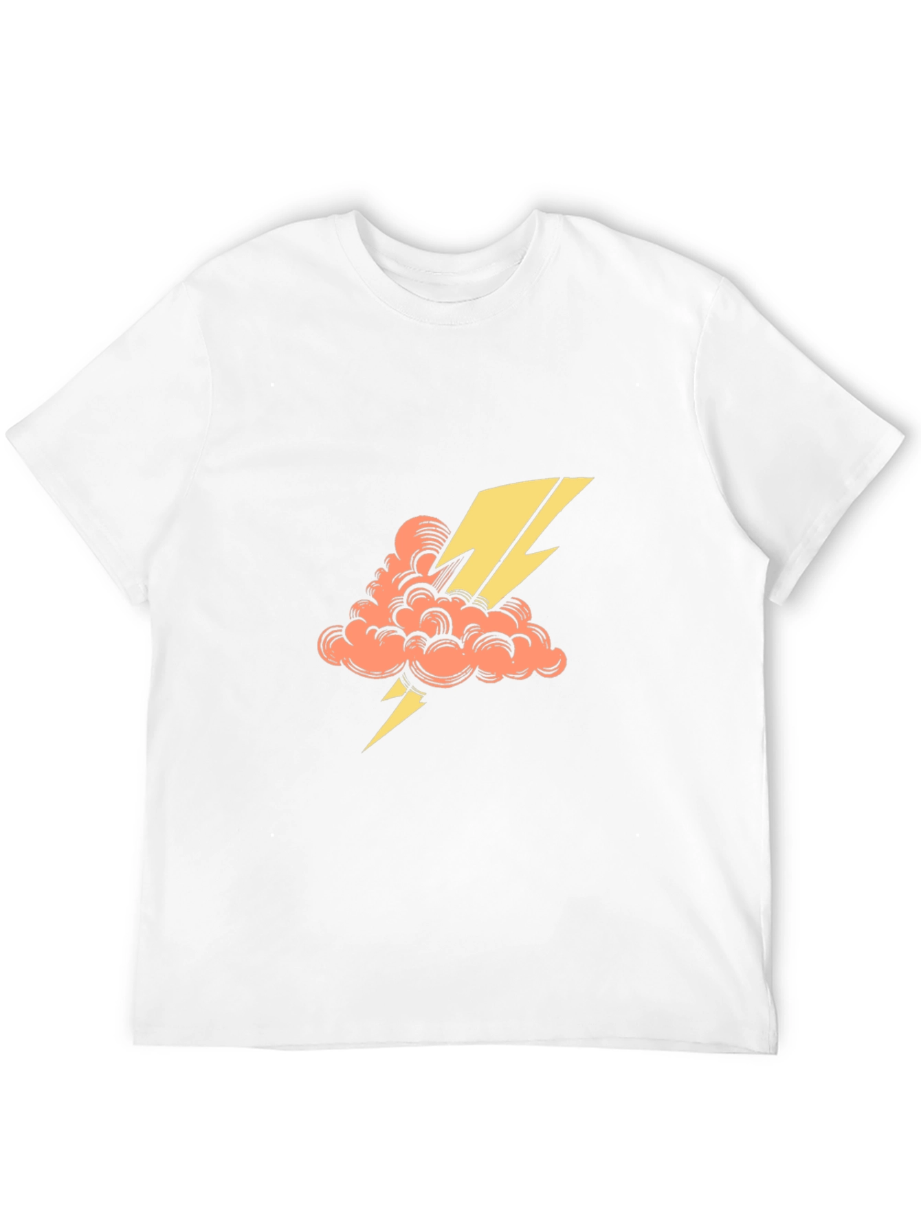 Black T-Shirt with Lightning Cloud Graphic