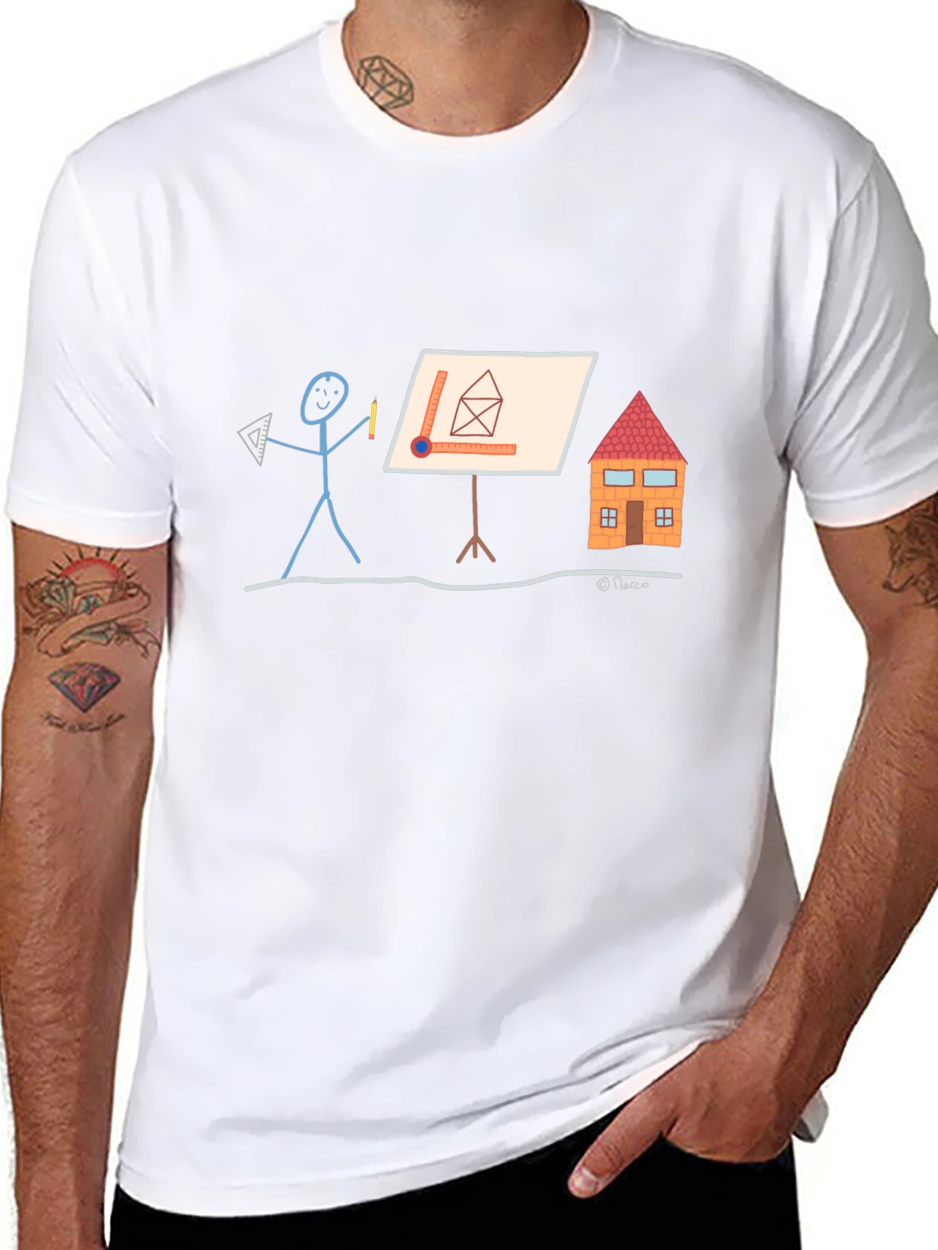 Architect Stick Figure Graphic Tee - Black