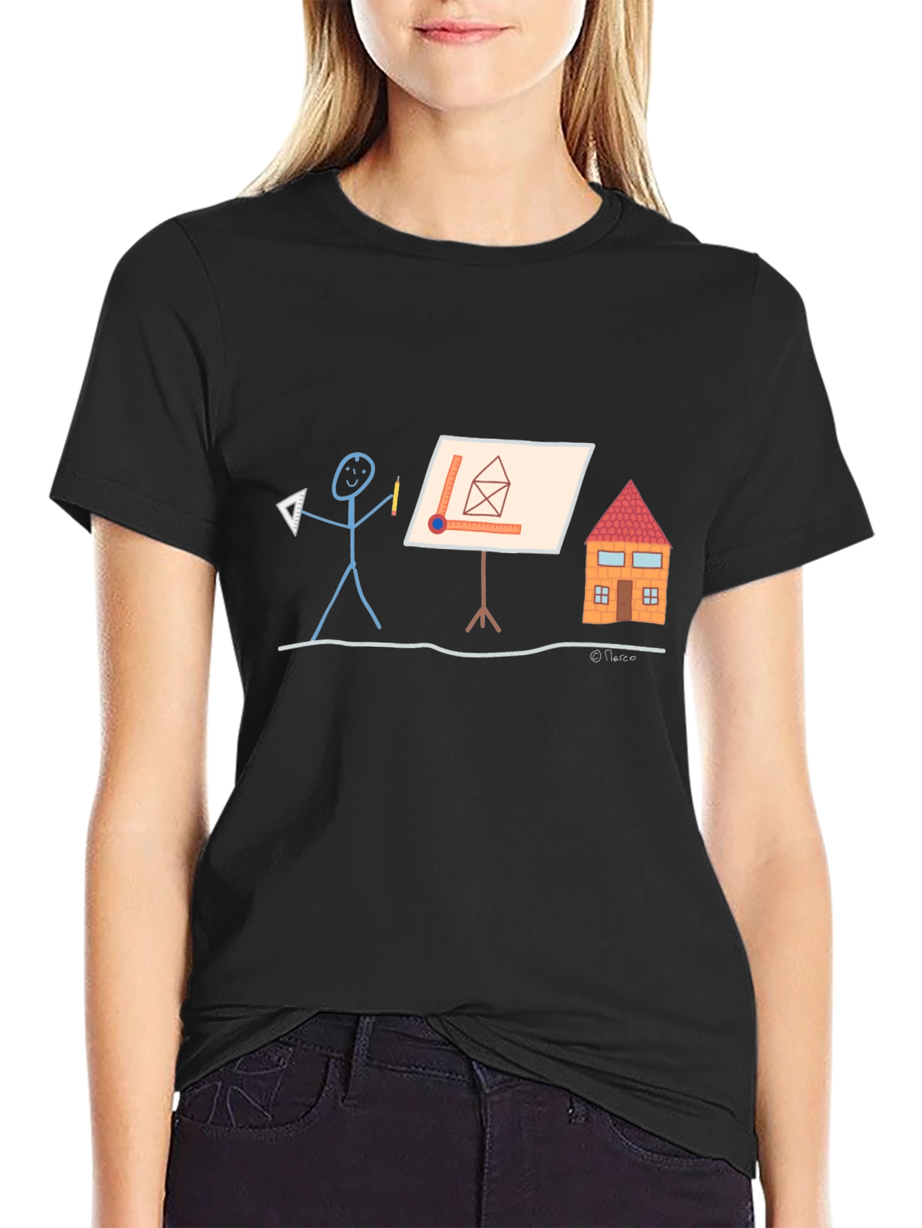 Architect Stick Figure Graphic Tee - Black