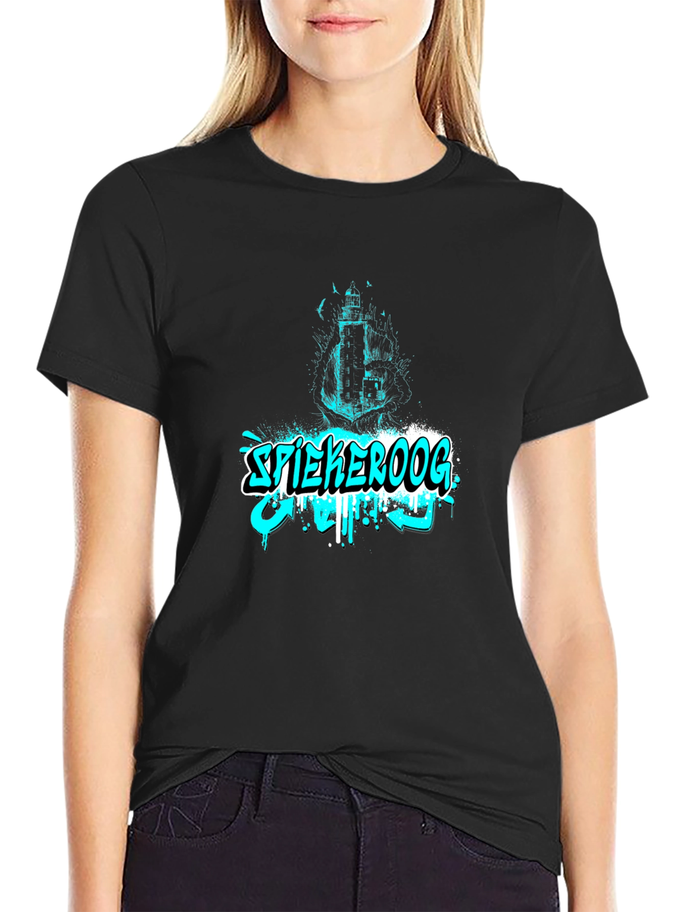 Spiekeroog Lighthouse Graphic Black Tee