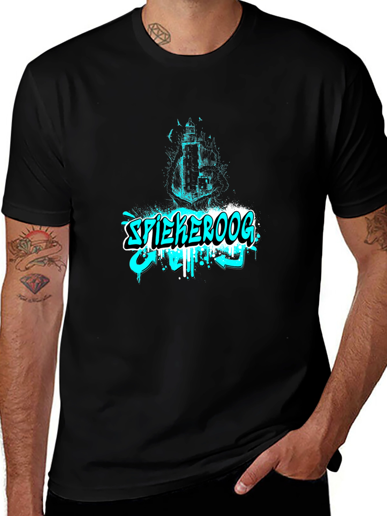 Spiekeroog Lighthouse Graphic Black Tee