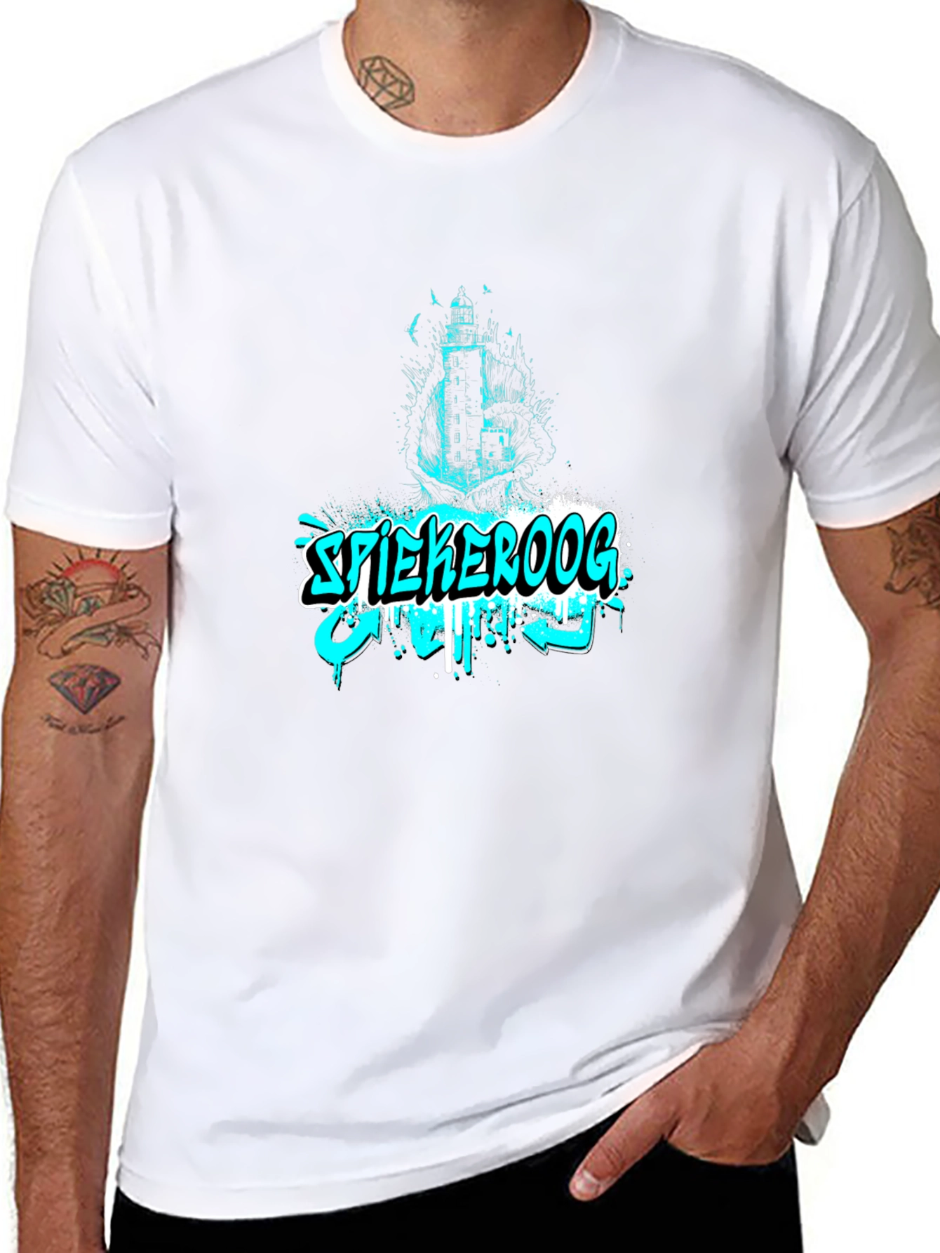Spiekeroog Lighthouse Graphic Black Tee