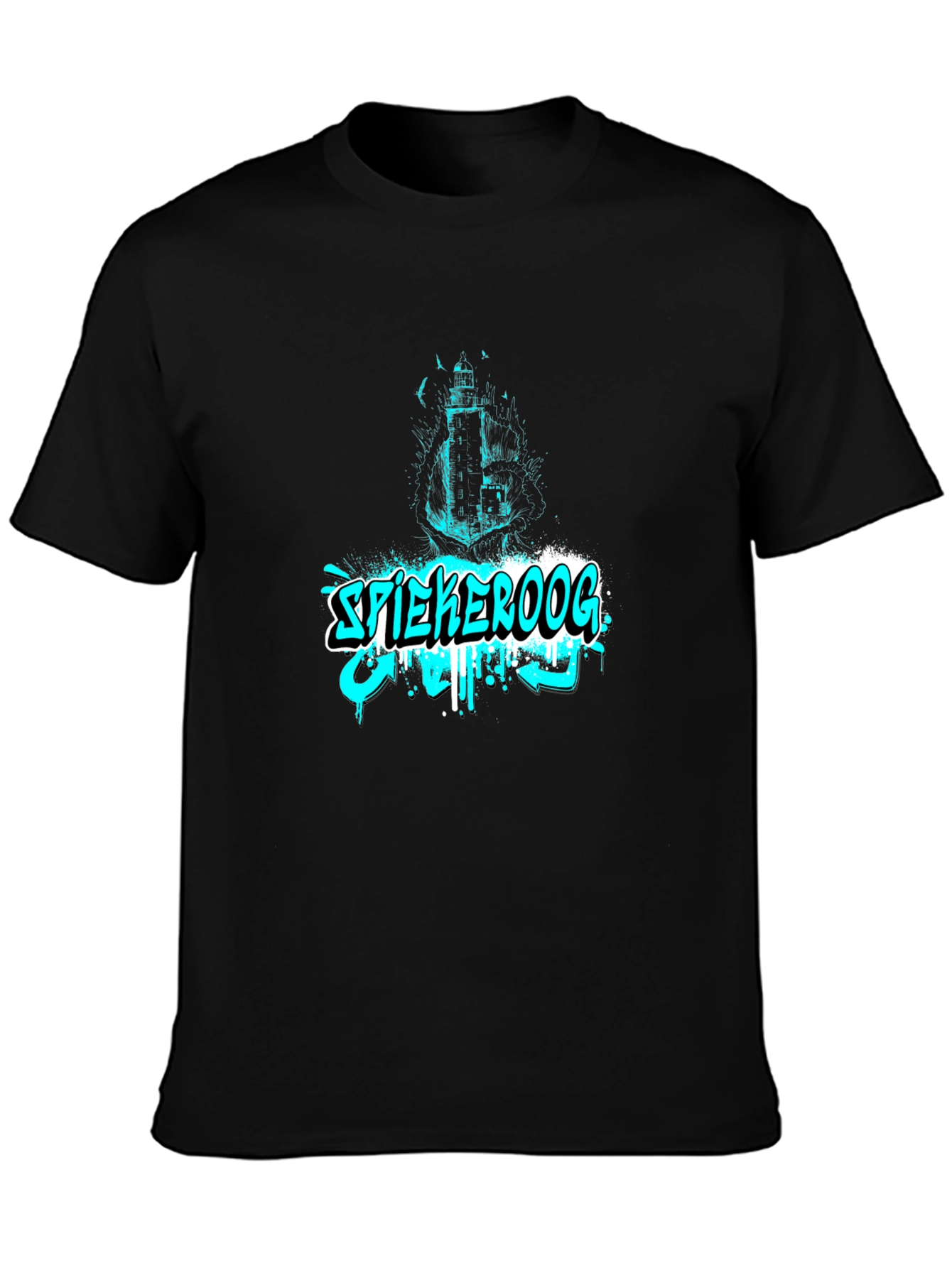 Spiekeroog Lighthouse Graphic Black Tee