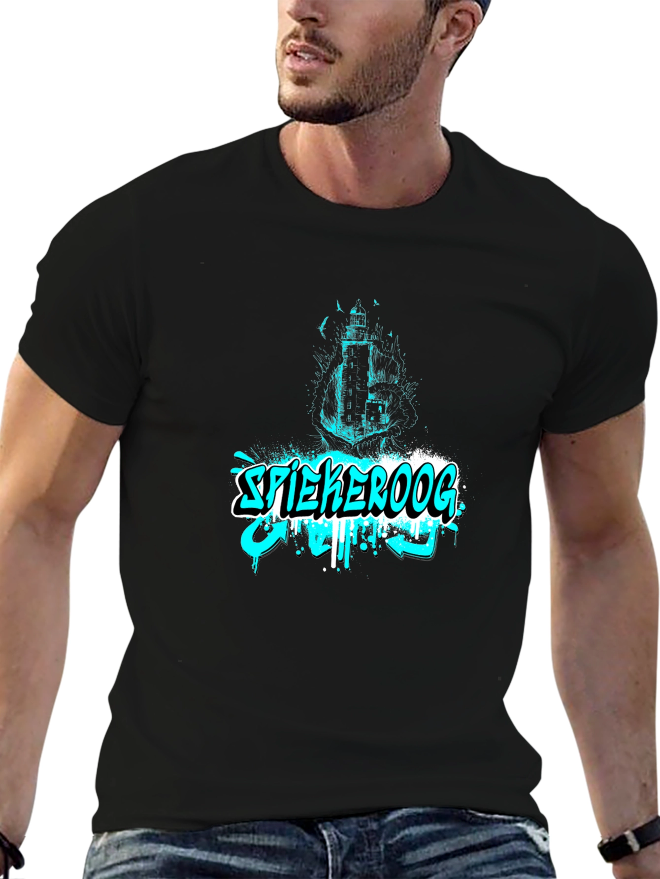 Spiekeroog Lighthouse Graphic Black Tee