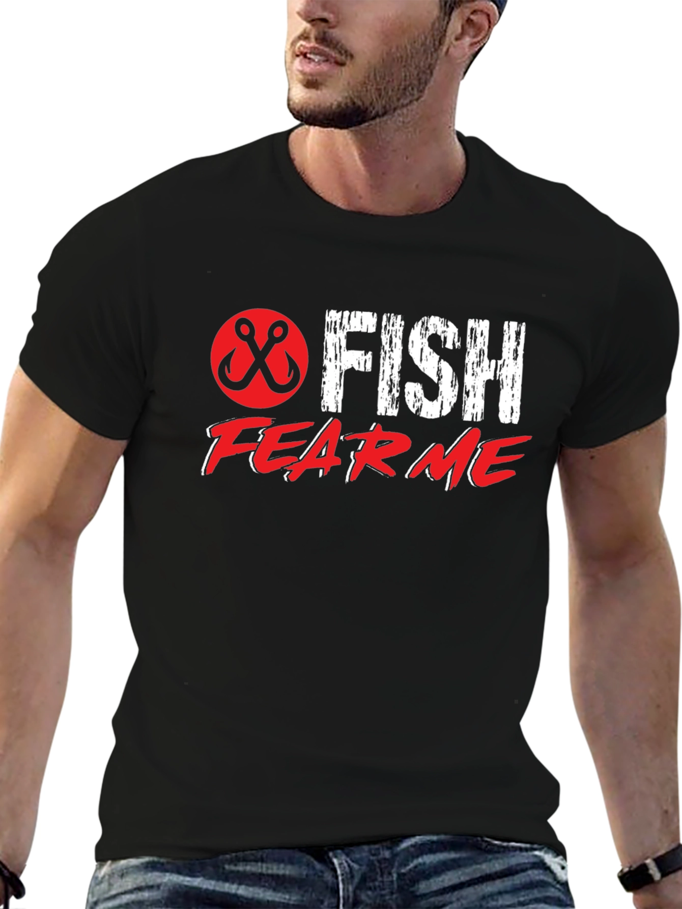 Fish Fear Me Black Graphic Tee