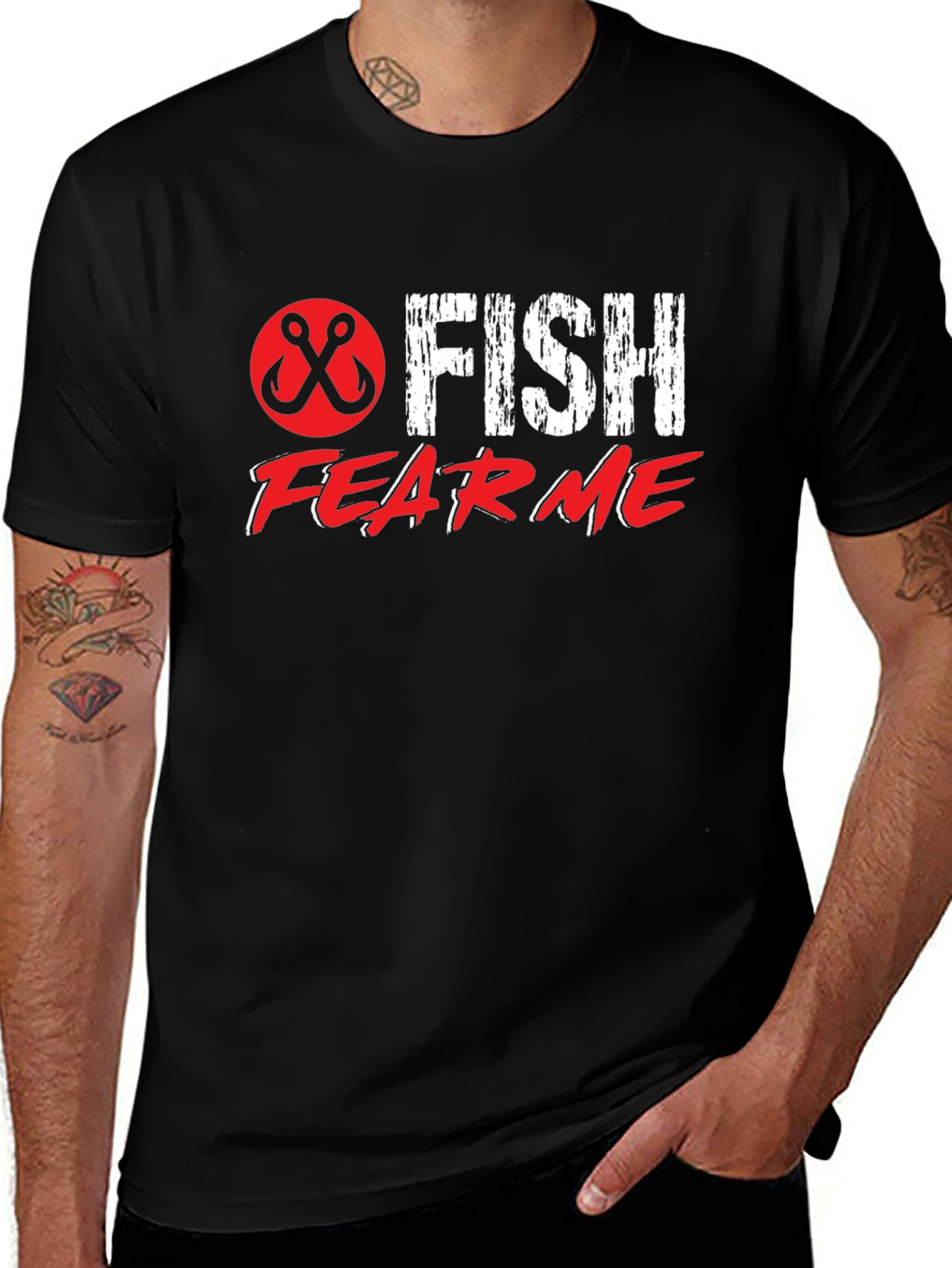 Fish Fear Me Black Graphic Tee