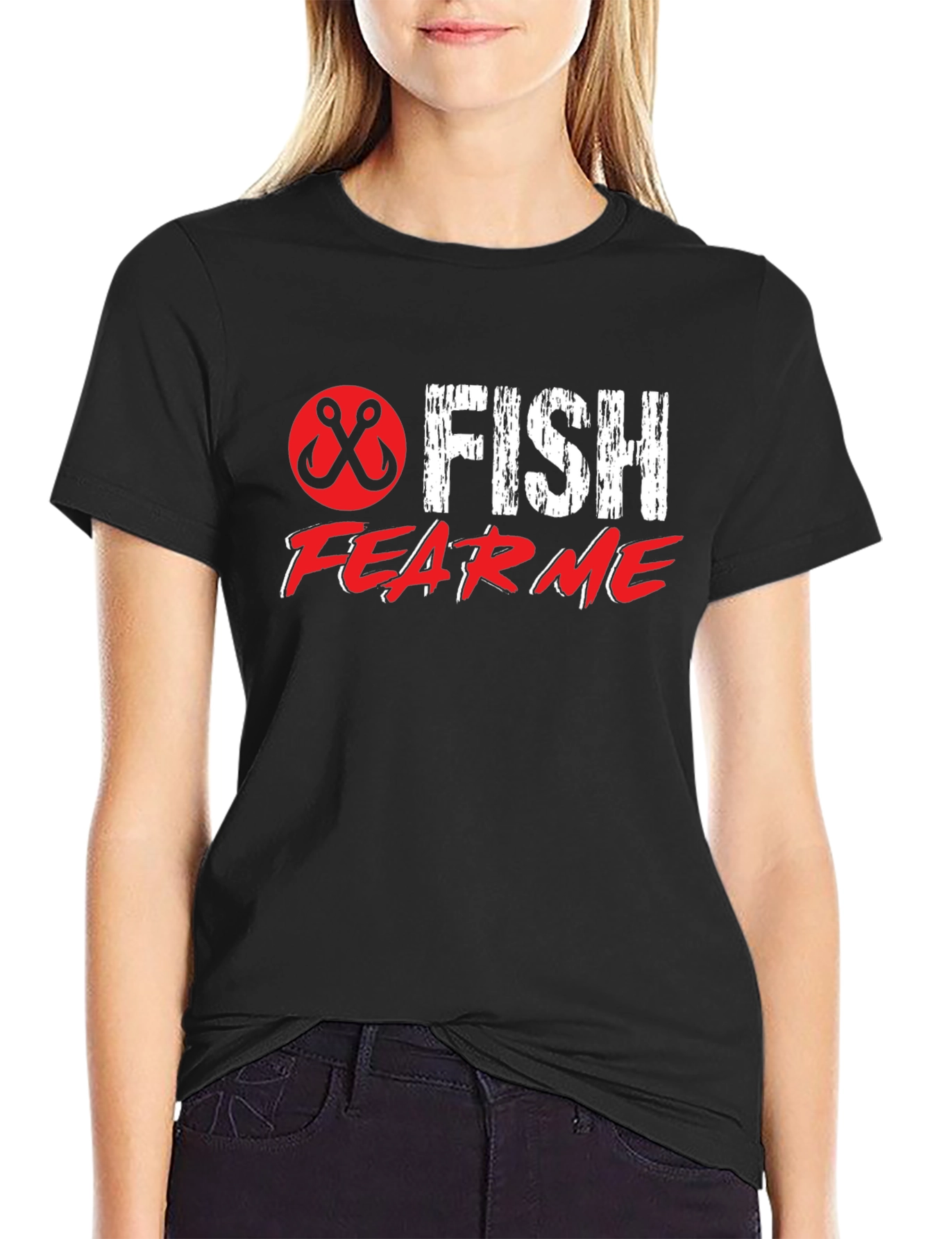 Fish Fear Me Black Graphic Tee