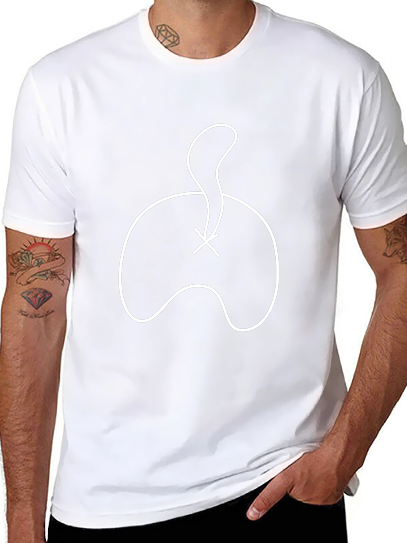Abstract Cat Tail Graphic Tee - Modern Black T-Shirt