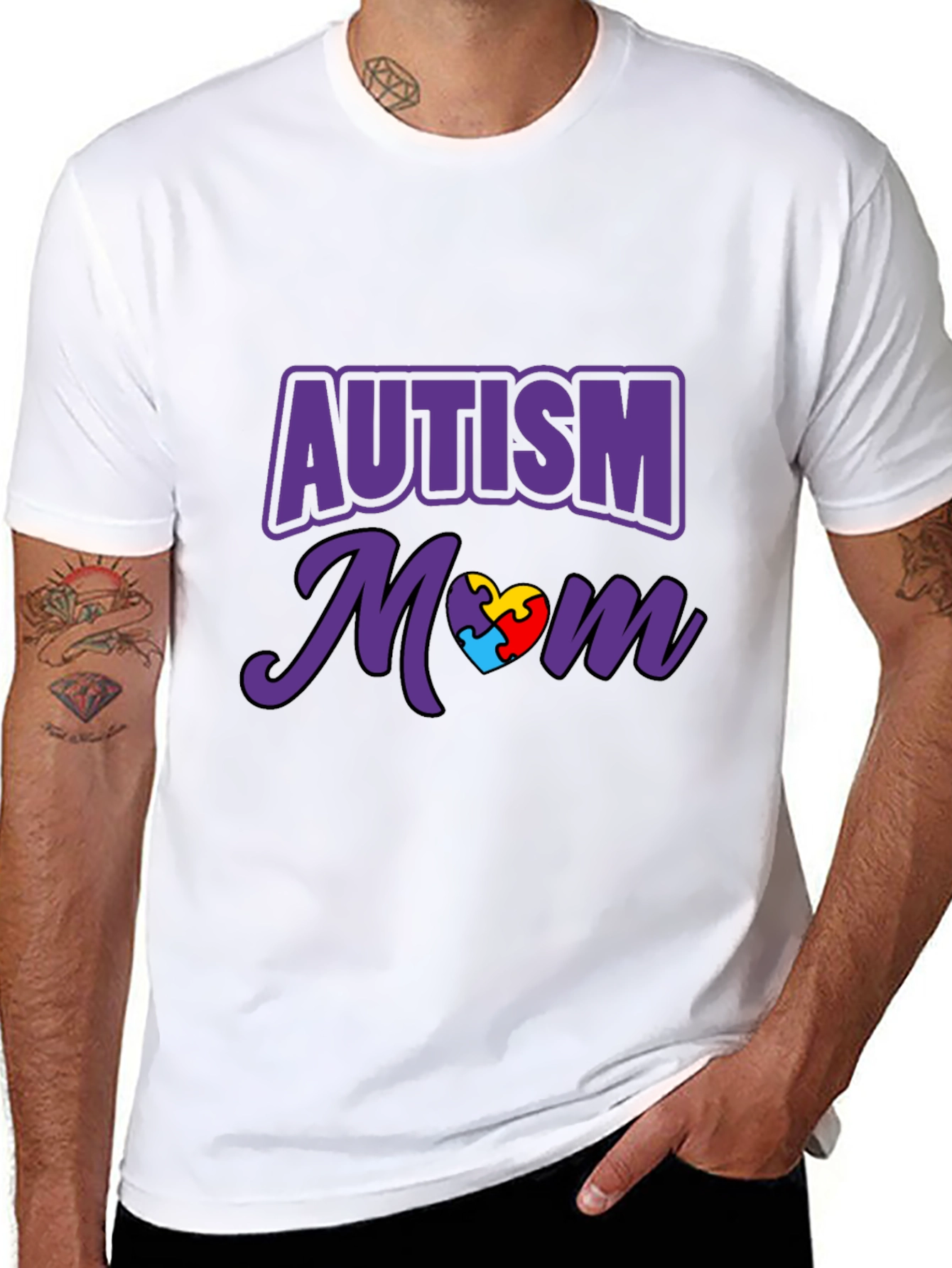 Autism Awareness Mom T-Shirt Puzzle Heart Tee