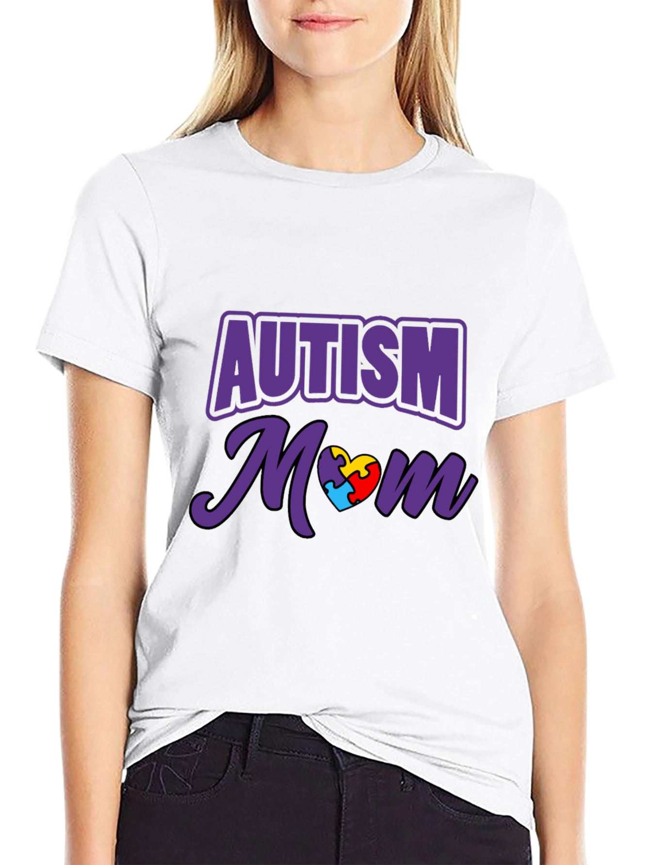 Autism Awareness Mom T-Shirt Puzzle Heart Tee