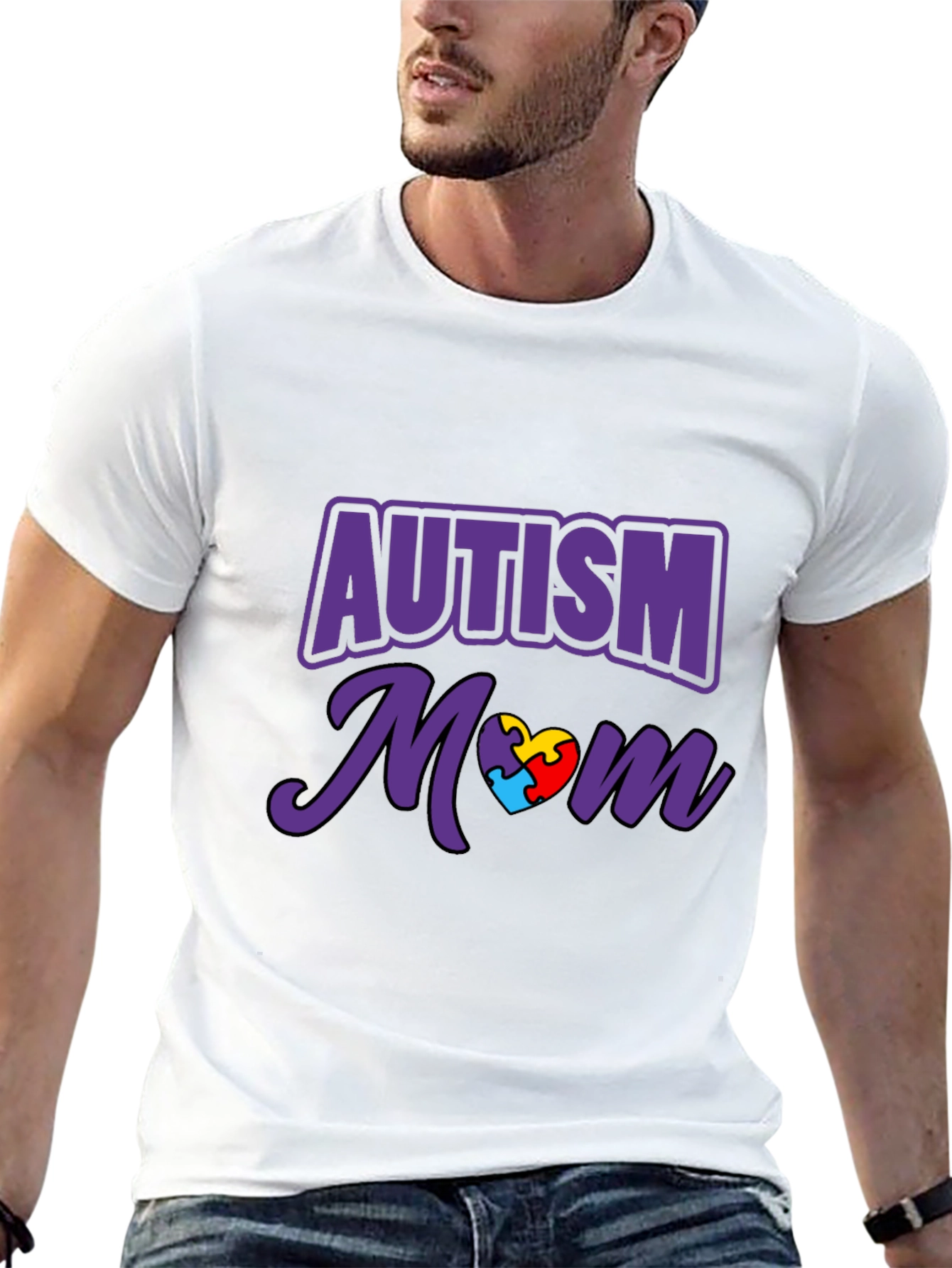 Autism Awareness Mom T-Shirt Puzzle Heart Tee