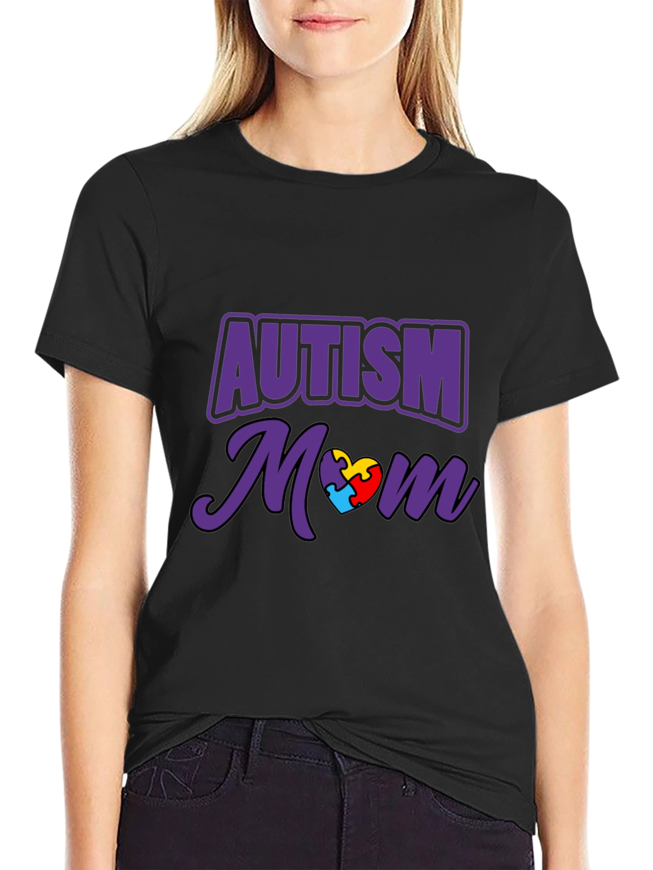 Autism Awareness Mom T-Shirt Puzzle Heart Tee