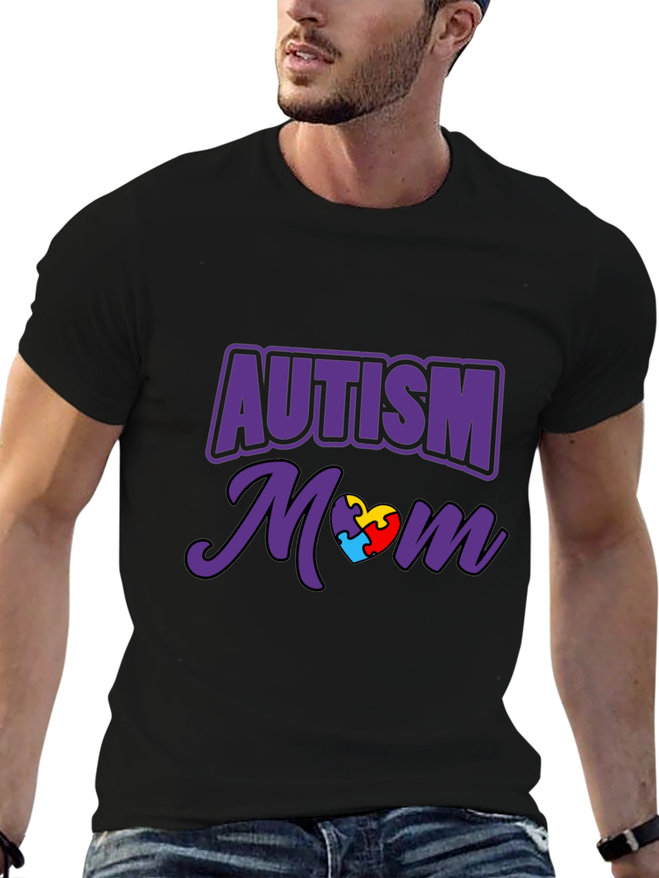 Autism Awareness Mom T-Shirt Puzzle Heart Tee