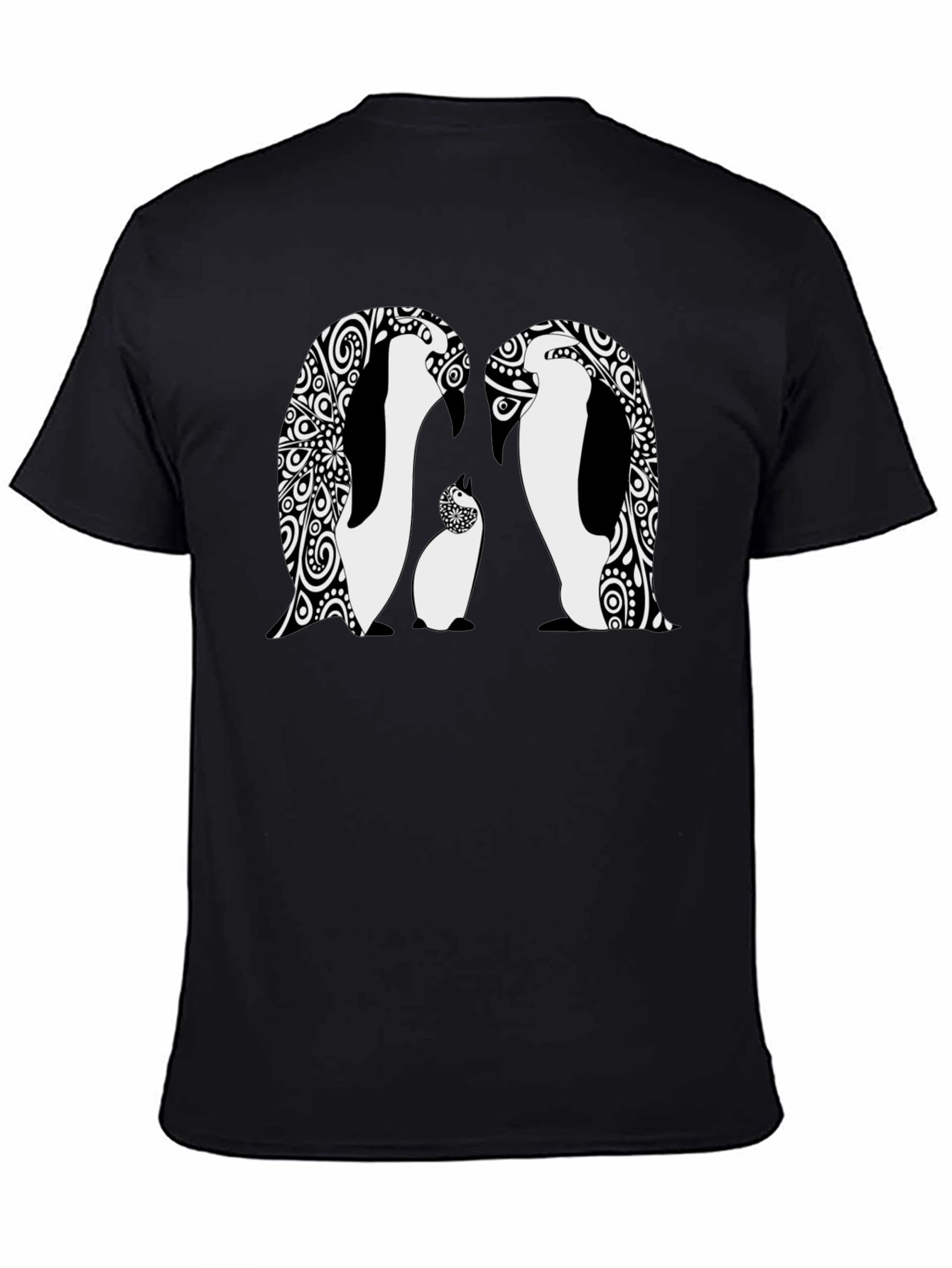 Penguin Family Graphic Black T-Shirt
