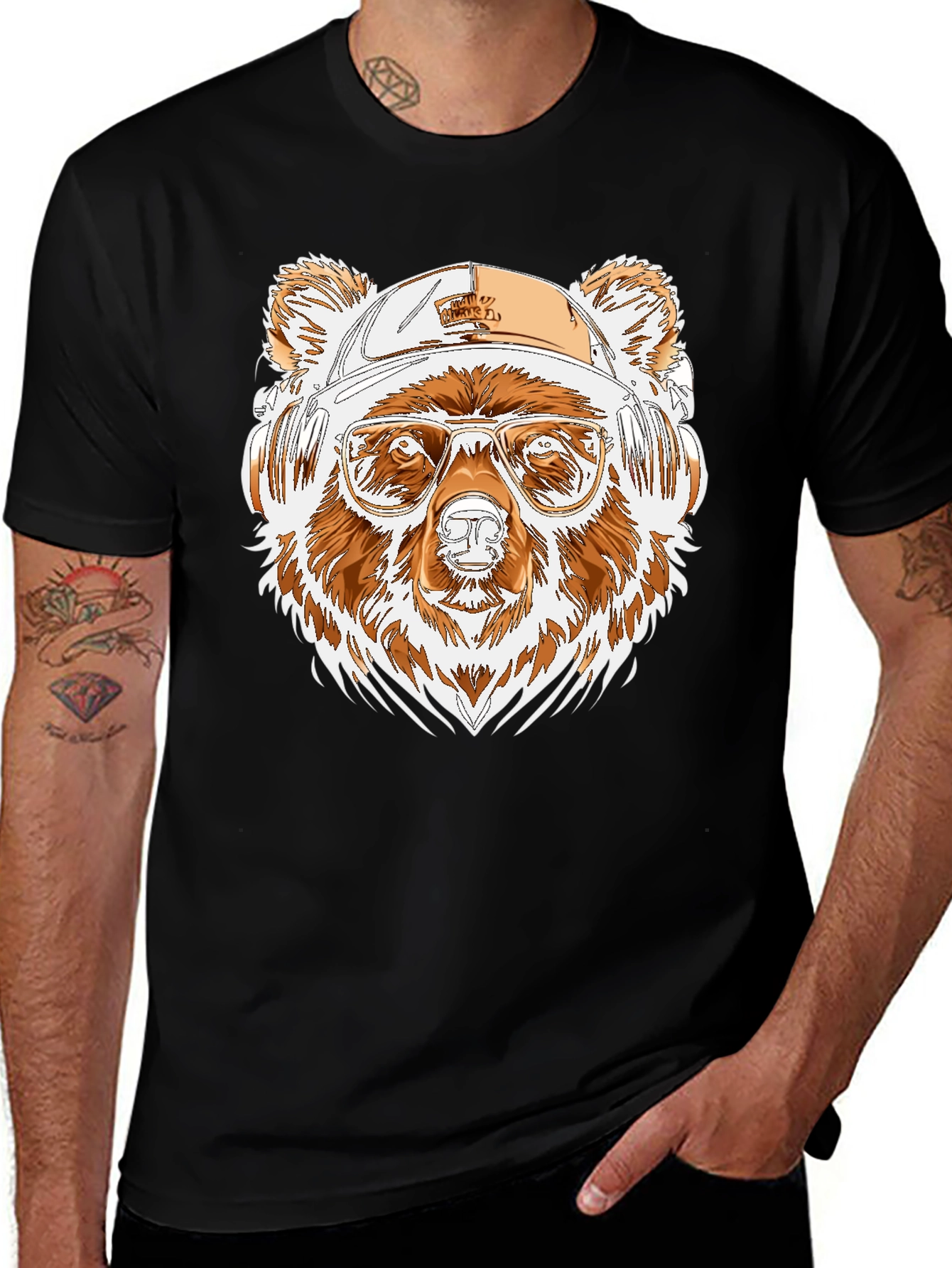 Cool Bear Tee: Graphic Print Black Shirt