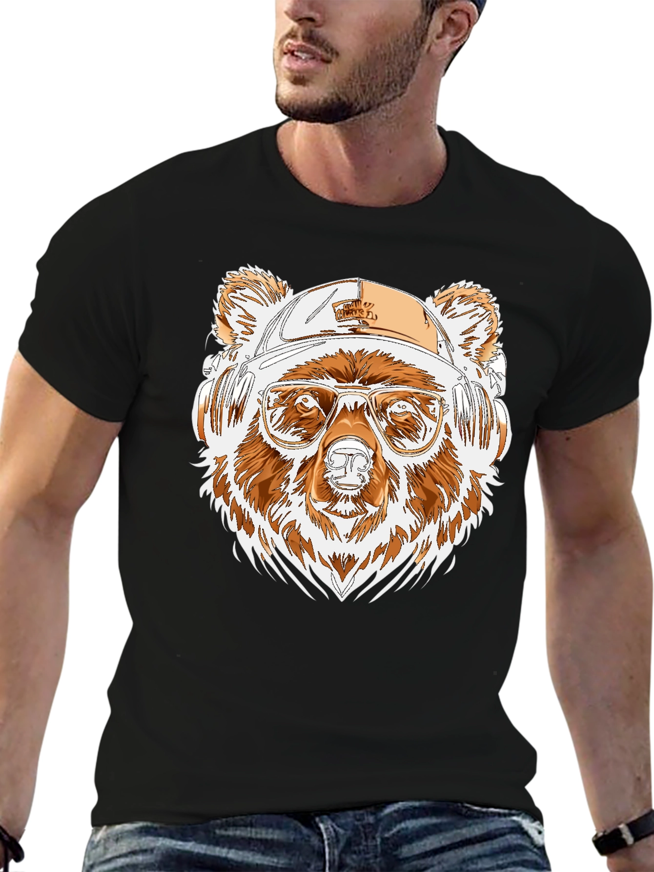 Cool Bear Tee: Graphic Print Black Shirt