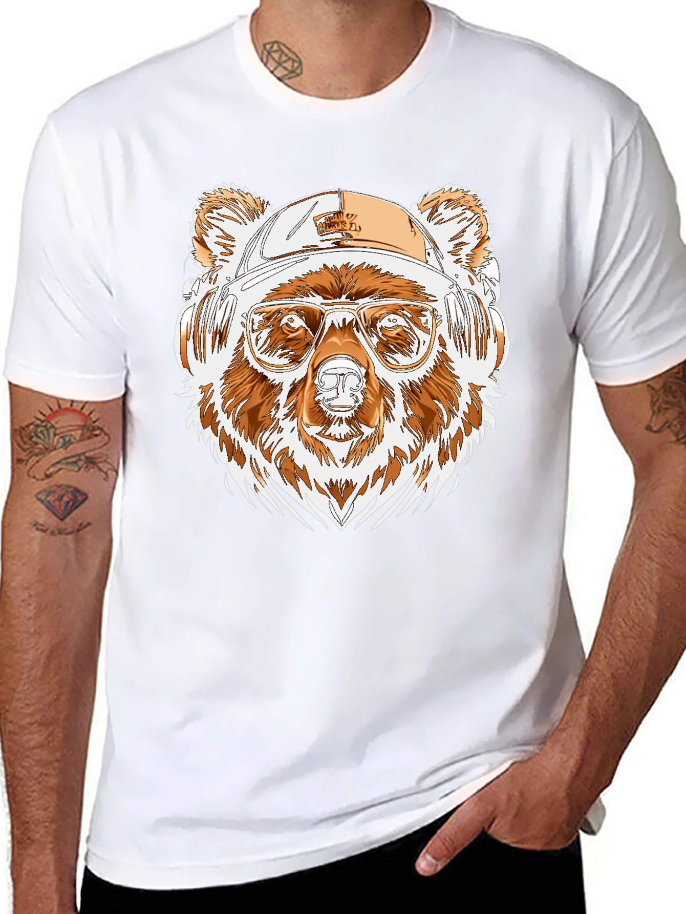 Cool Bear Tee: Graphic Print Black Shirt