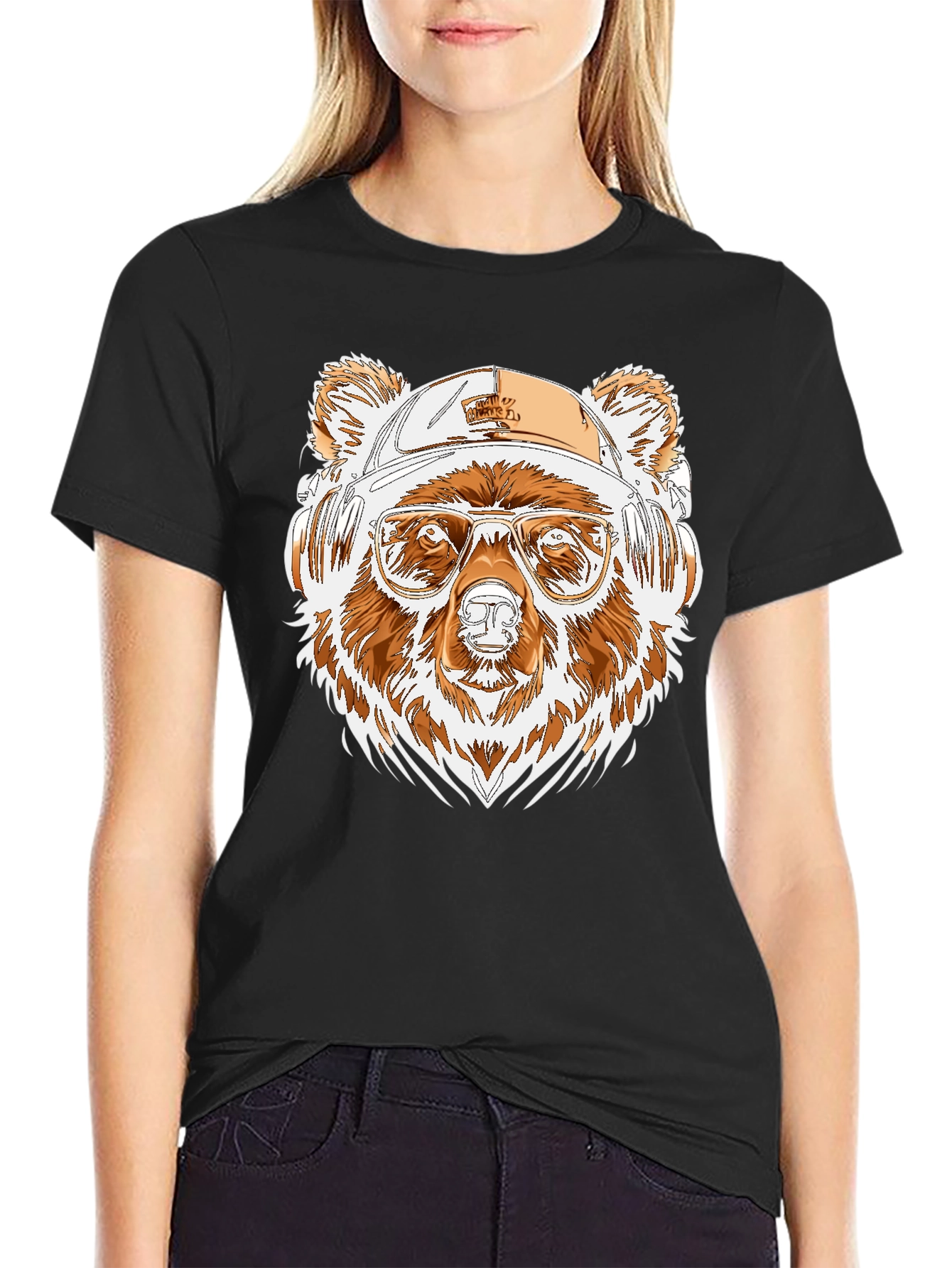 Cool Bear Tee: Graphic Print Black Shirt