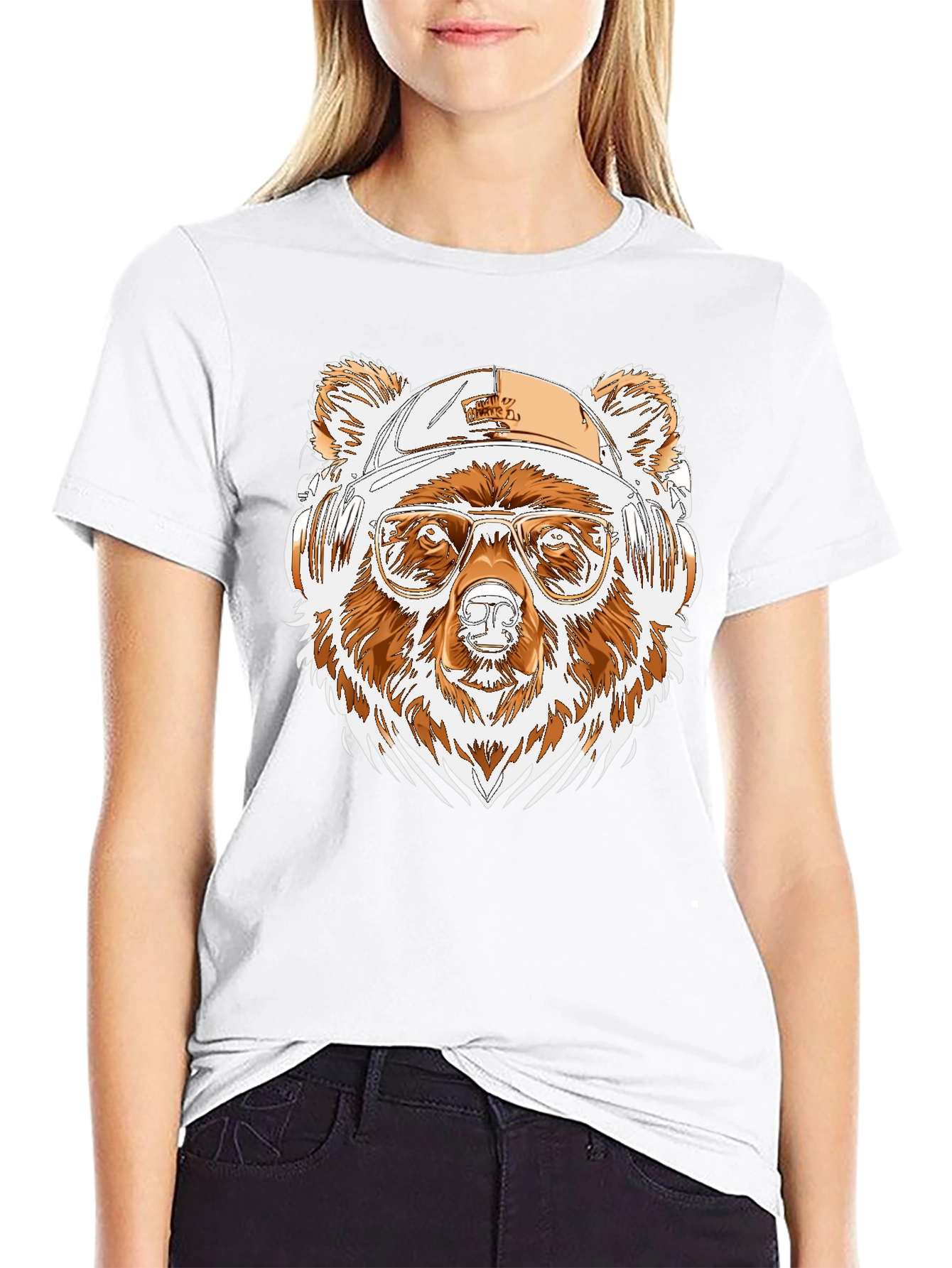Cool Bear Tee: Graphic Print Black Shirt