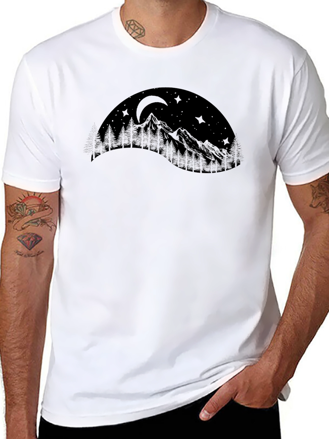 Mountainscape Graphic Black T-Shirt