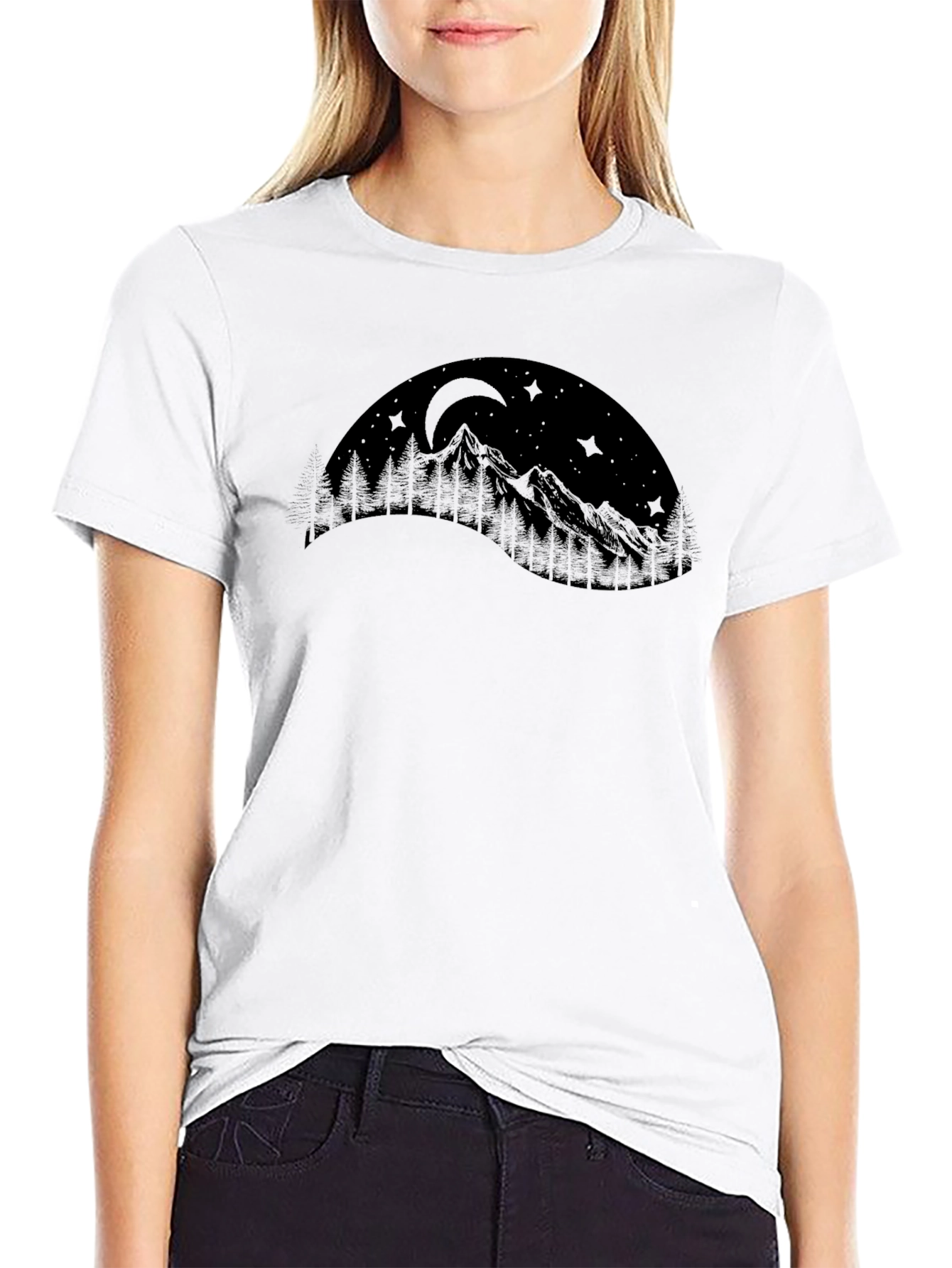 Mountainscape Graphic Black T-Shirt