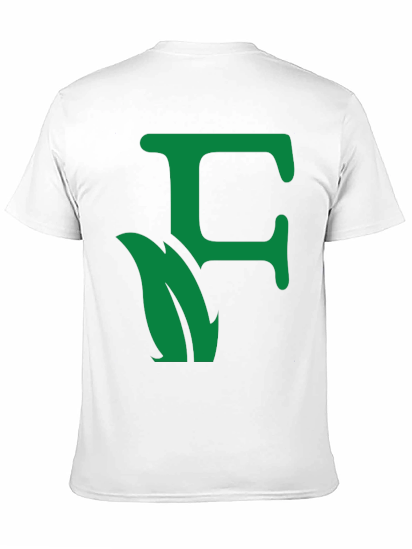 Green Leaf Initial F Black T-Shirt
