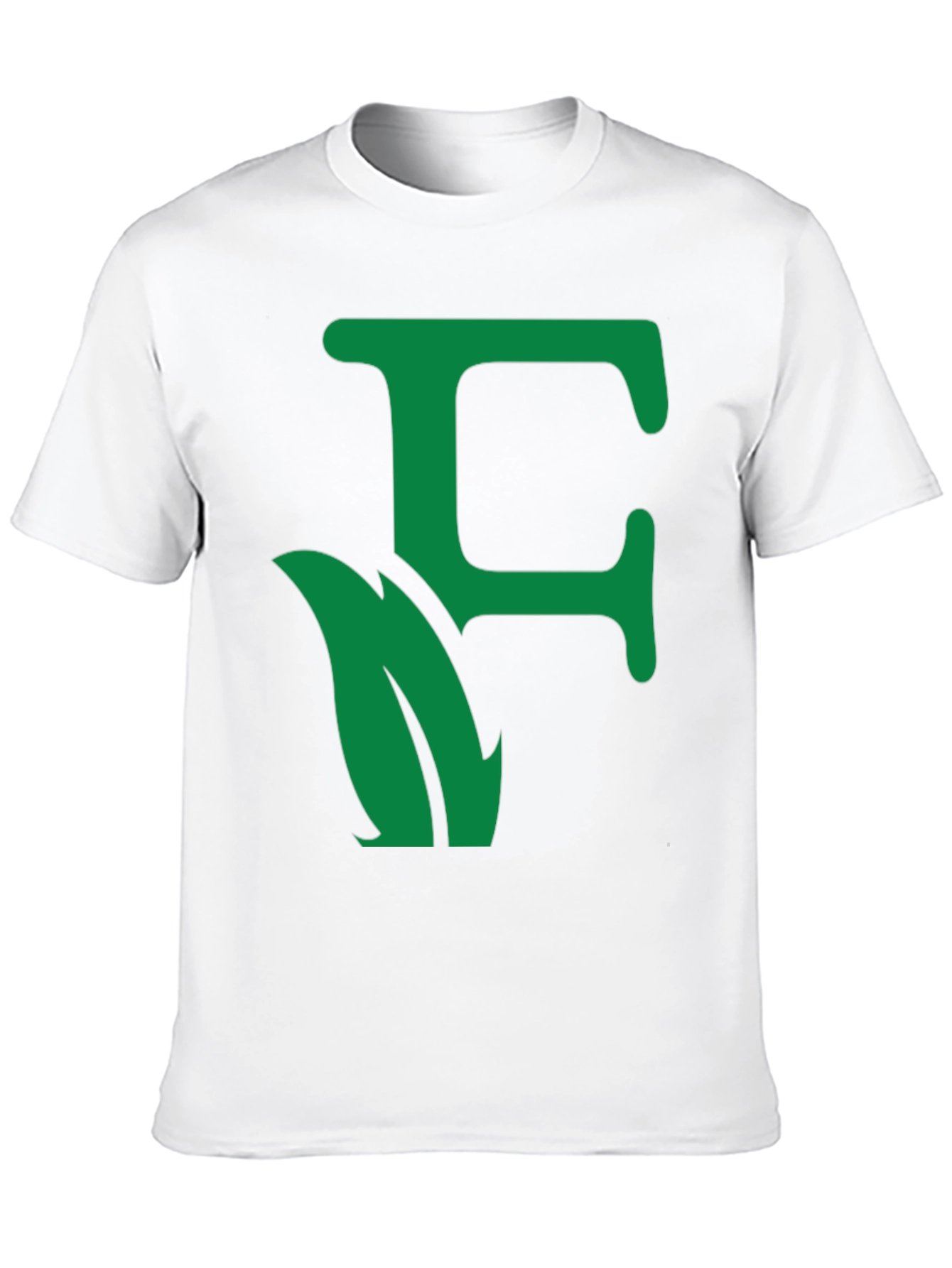 Green Leaf Initial F Black T-Shirt