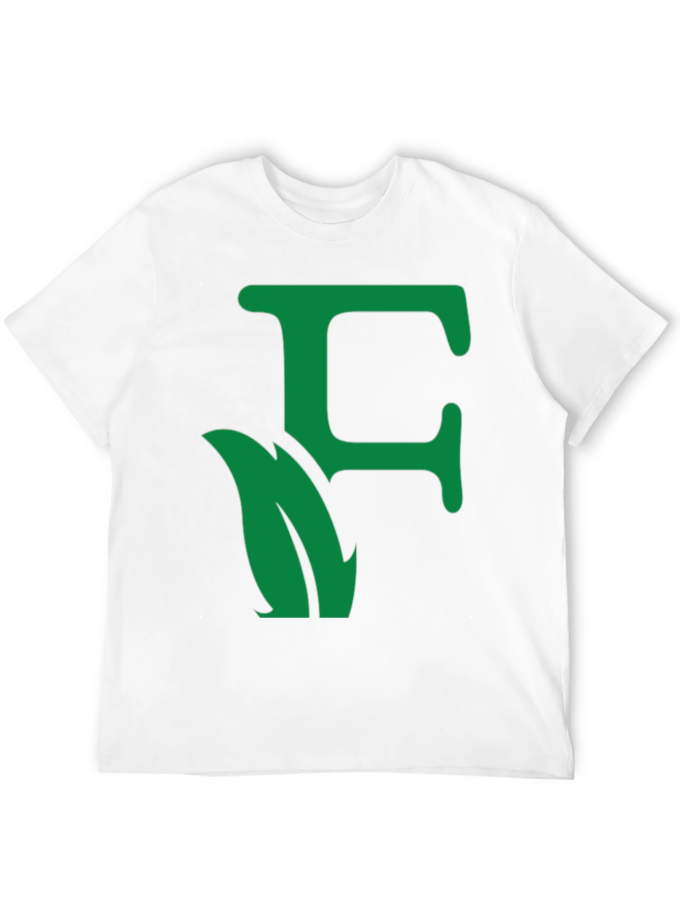 Green Leaf Initial F Black T-Shirt
