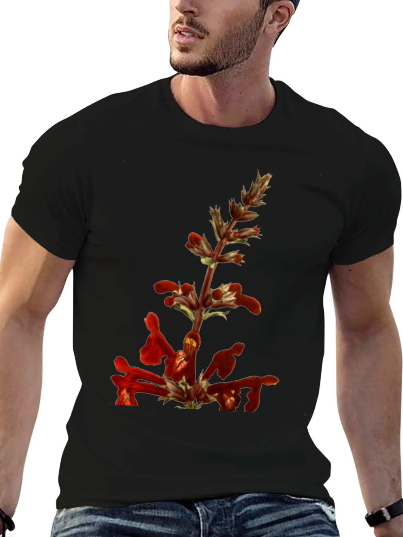 Red Flower Print T-Shirt
