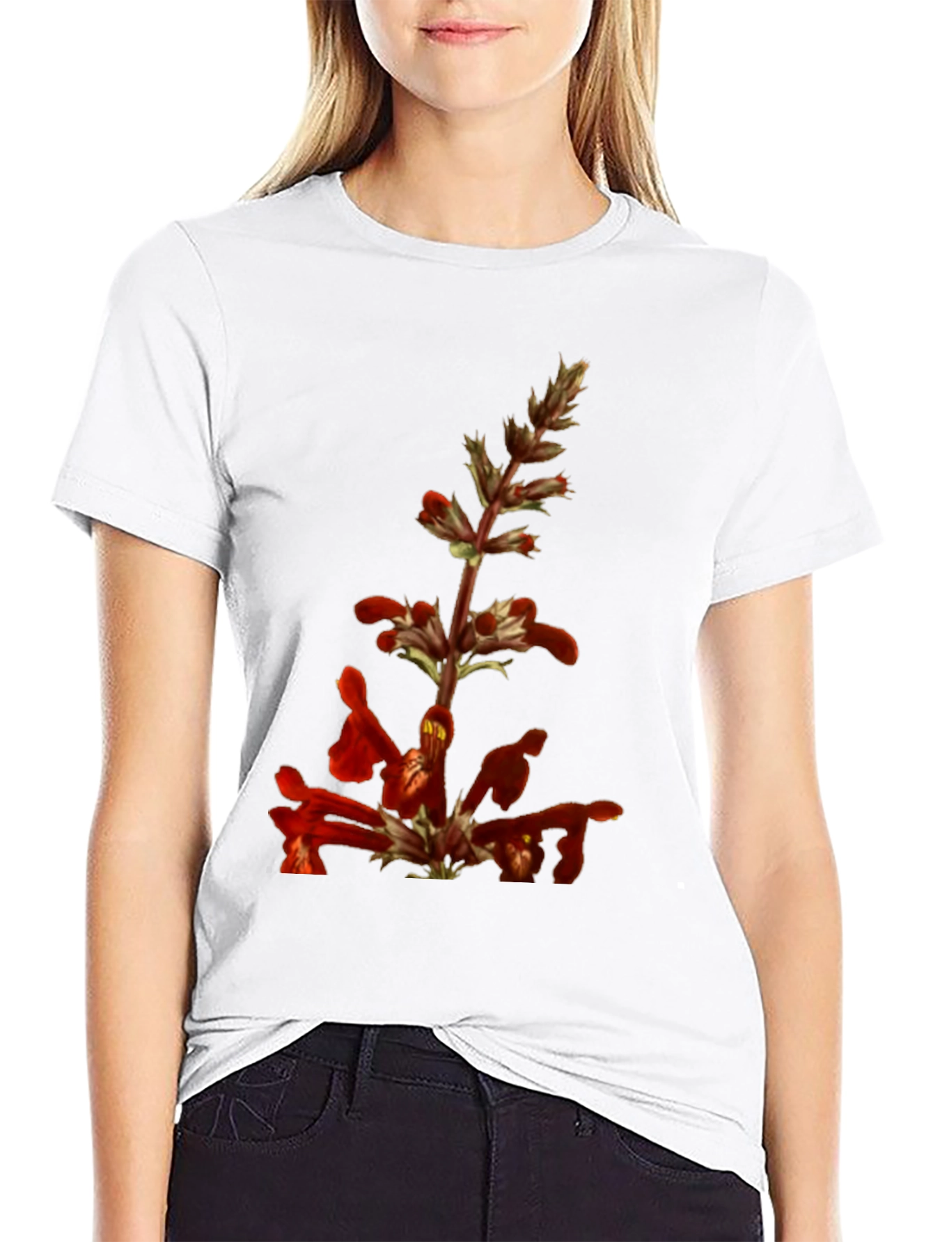 Red Flower Print T-Shirt