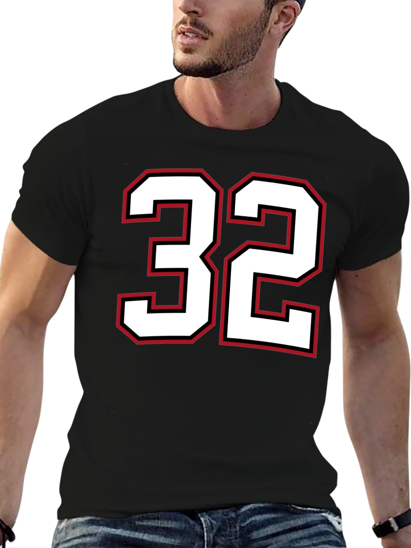 Mens Black T-shirt with Number 32