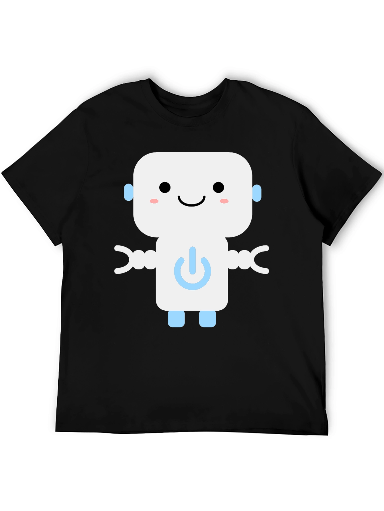 Robot Graphic Print Black T-Shirt